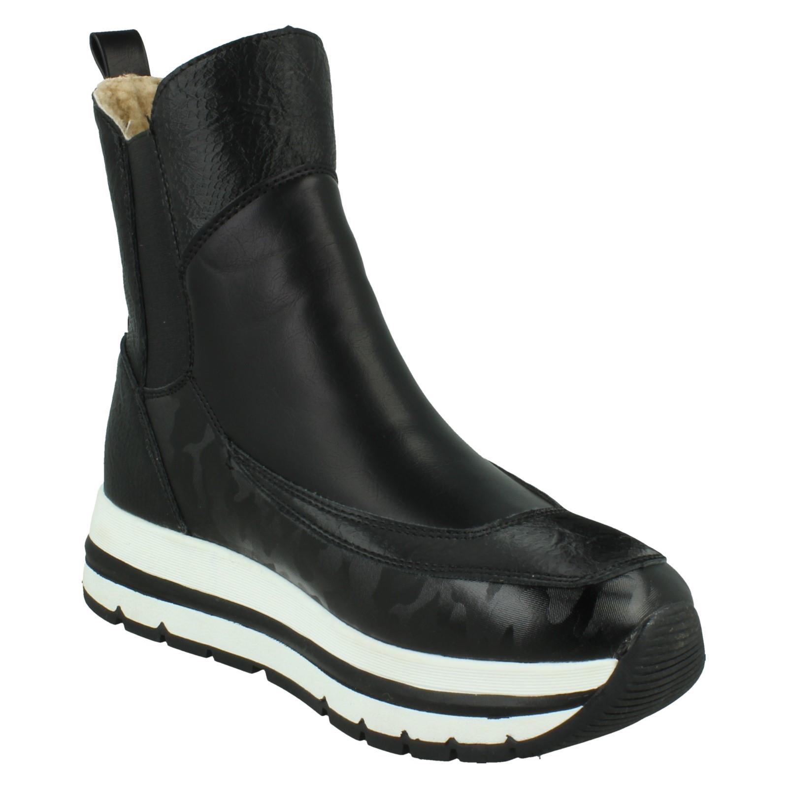 Ladies Elle Sport Casual Chunky Pull on Warmlined Ankle Boots F4R484 - Picture 8 of 10