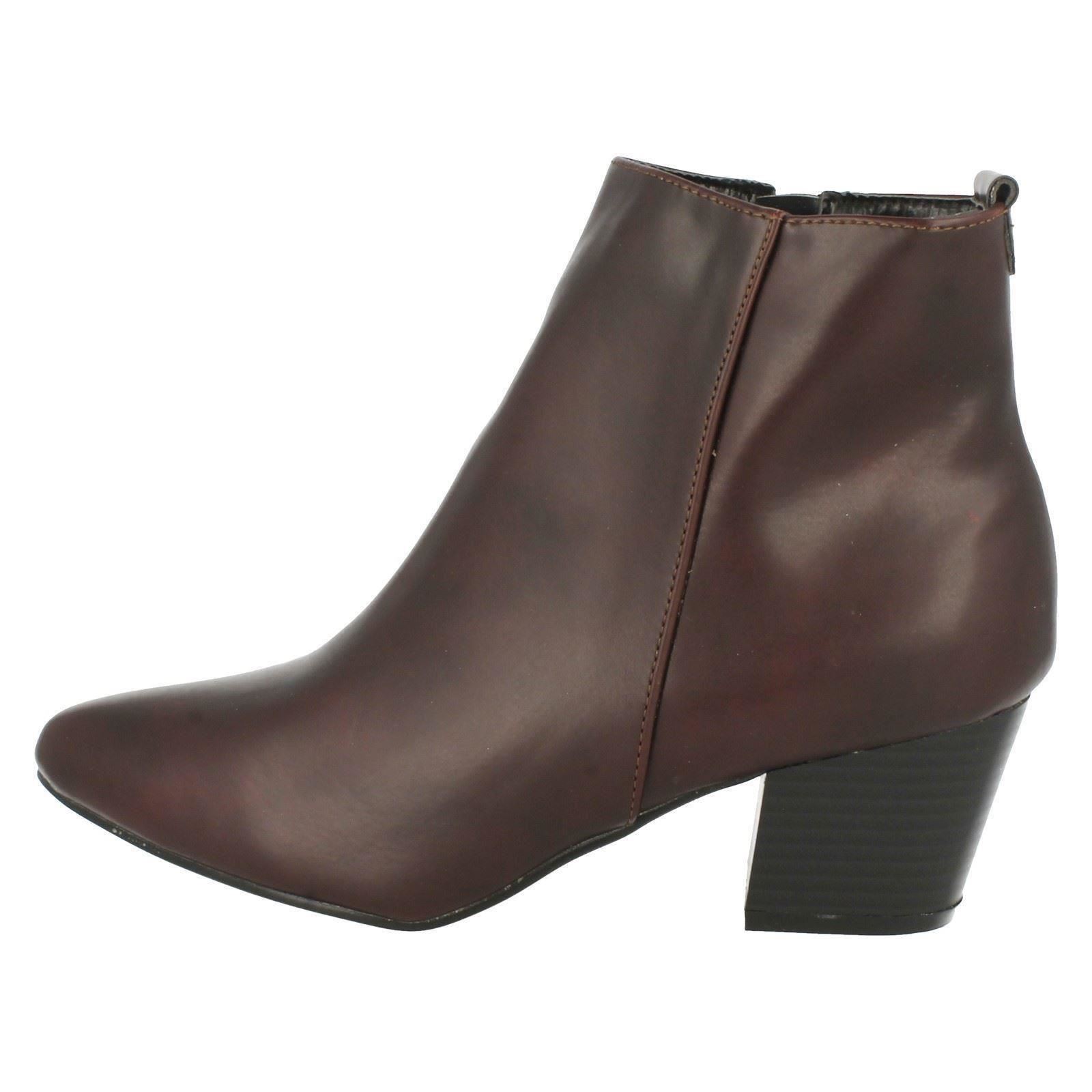 Ladies Spot On Plain Heeled *Ankle Boots* - Picture 26 of 28