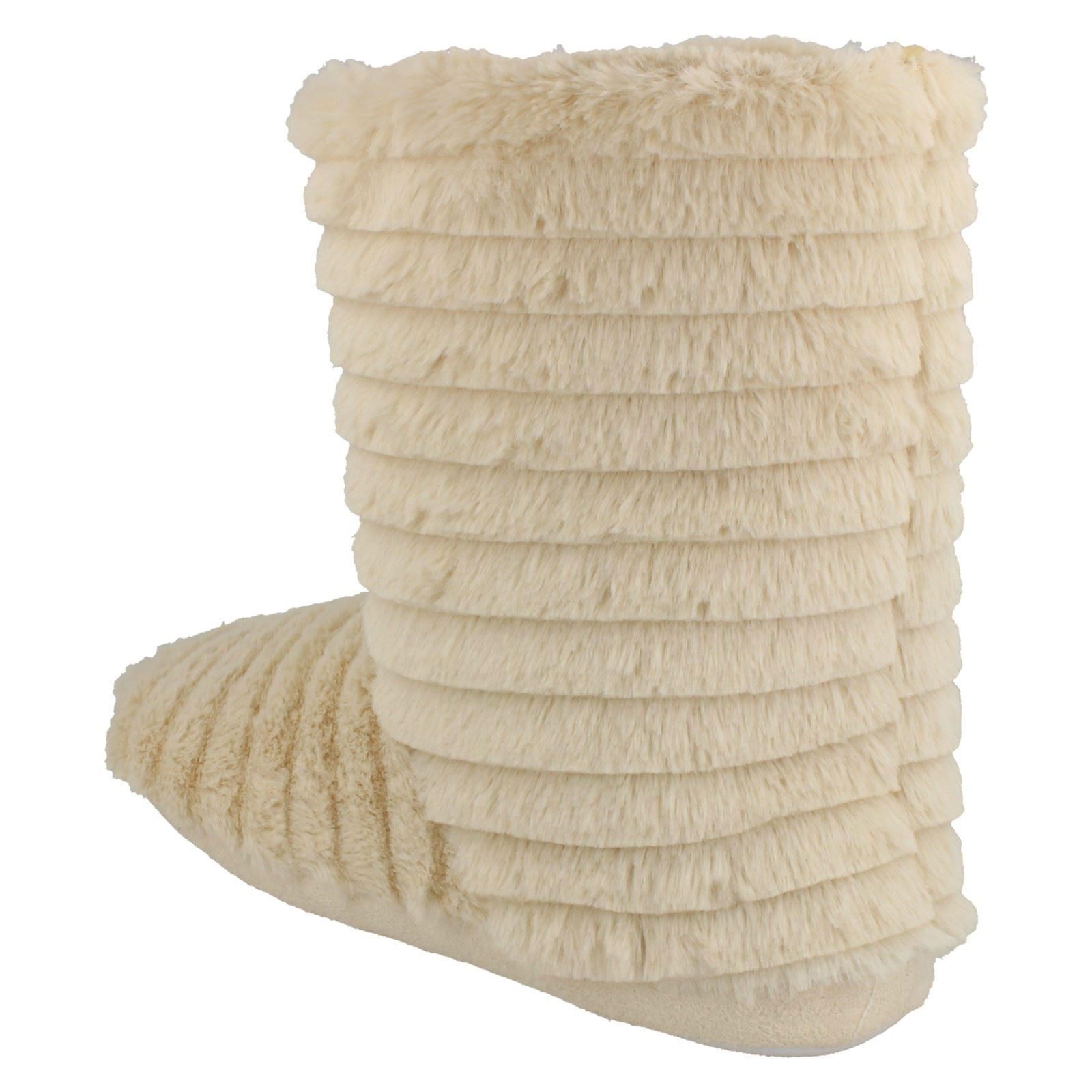 Ladies Spot On Soft Faux Fur Slipper Boots eBay