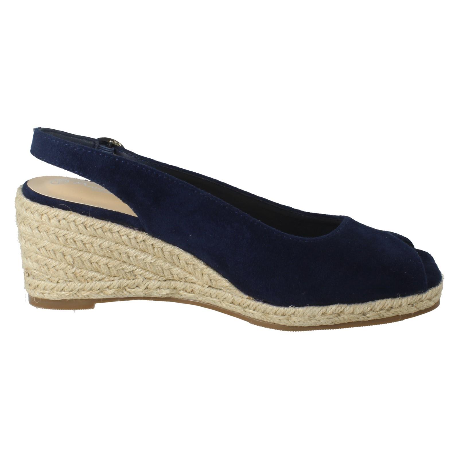 Ladies Anne Michelle Microfibre Wedge Heel Squared Toe Sandals 'F2R306' - Picture 16 of 28