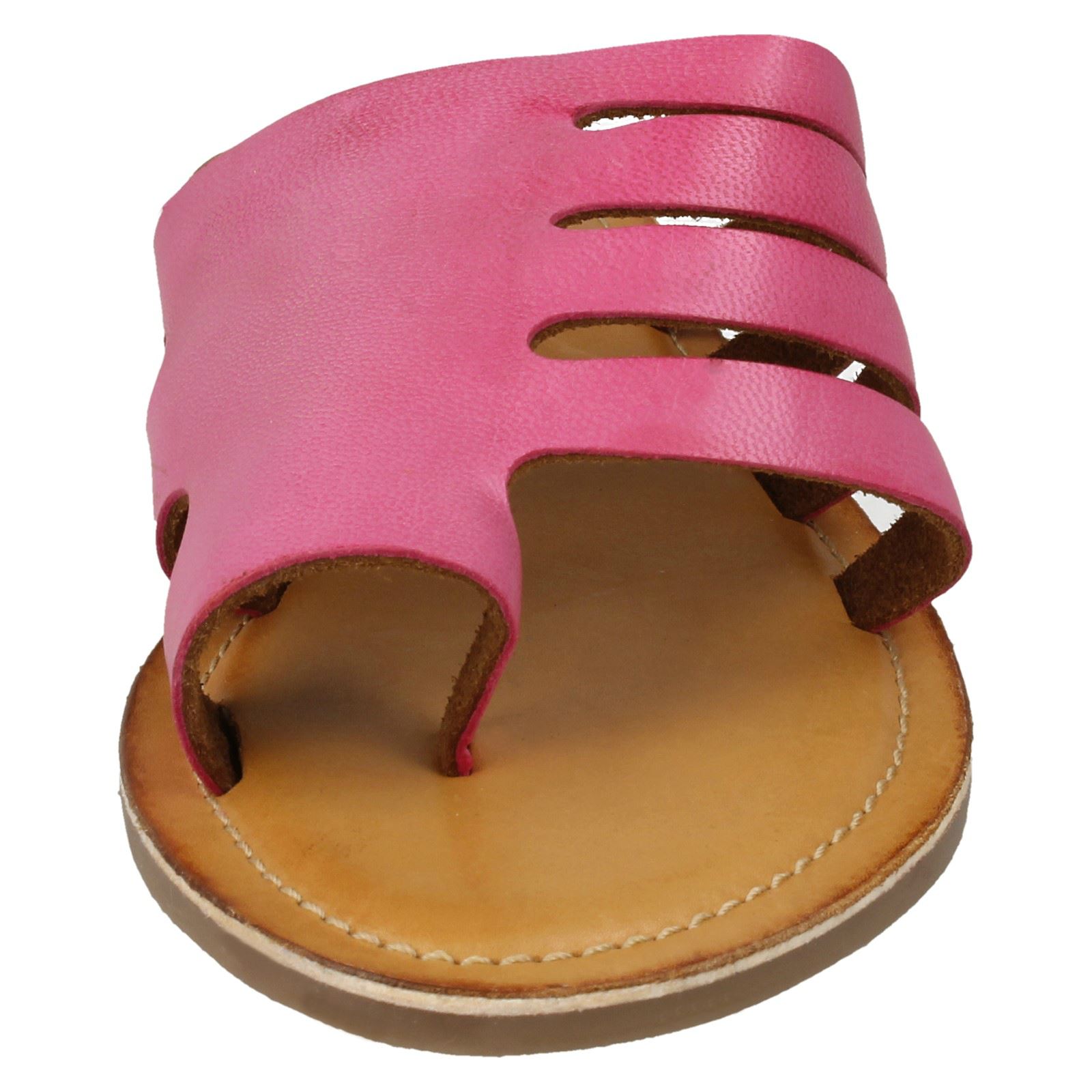 Damen Leder Kollektion Slipper Flache Riemchen Sandalen - Bild 13 von 46