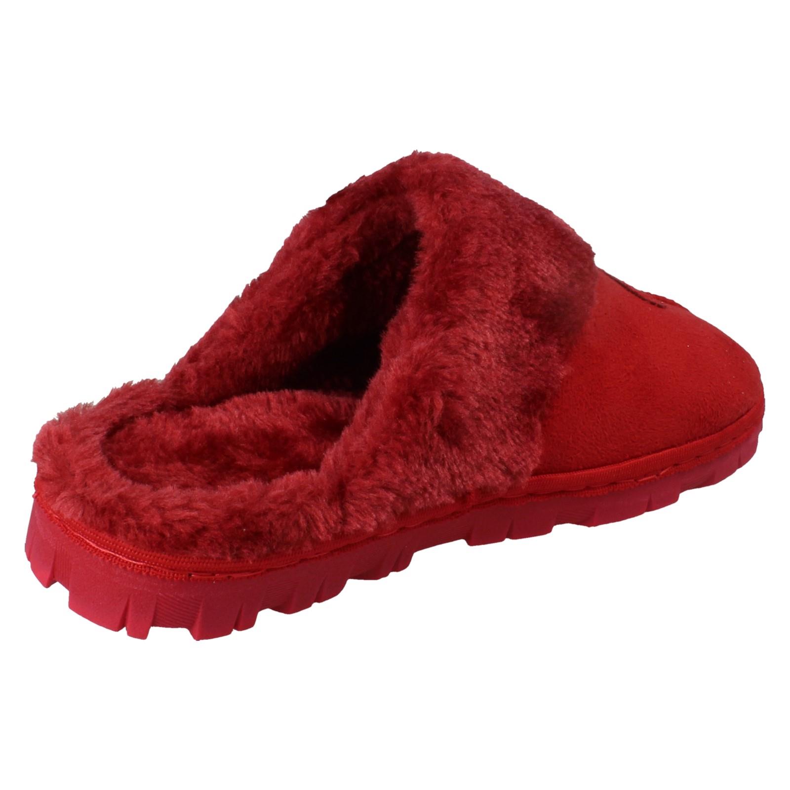 Mujer Spot On Mula Piel Sintética Forrado sin Cordones Ropa Cómoda Pantuflas - Imagen 15 de 46