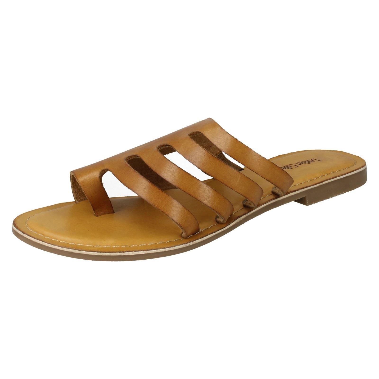 Damen Leder Kollektion Slipper Flache Riemchen Sandalen - Bild 29 von 46
