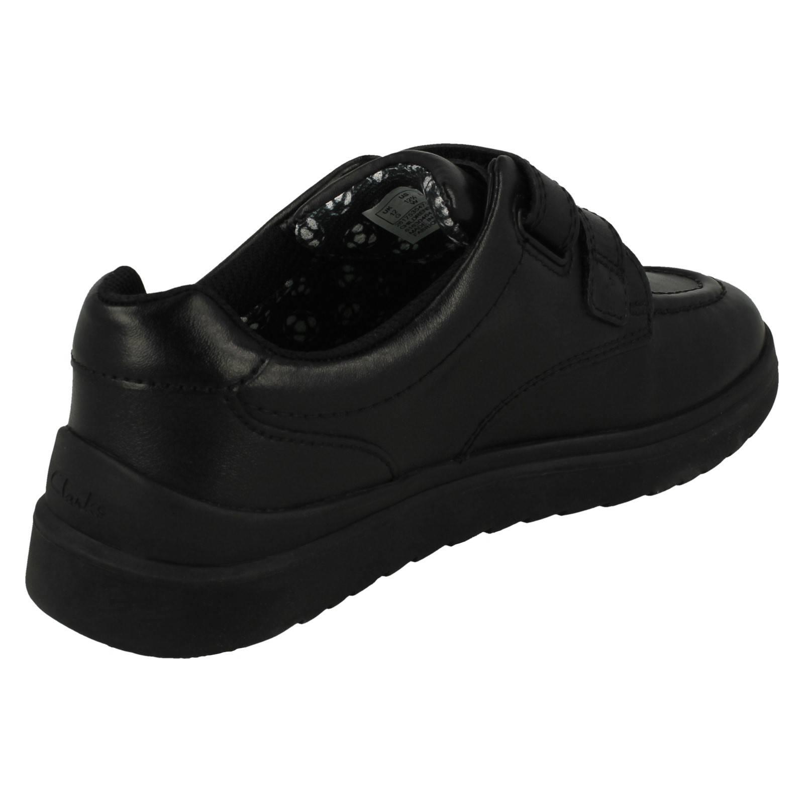 Niños Clarks Doble Correa Cierre Zapatos Escolares Objetivo Estilo K - Imagen 8 de 10
