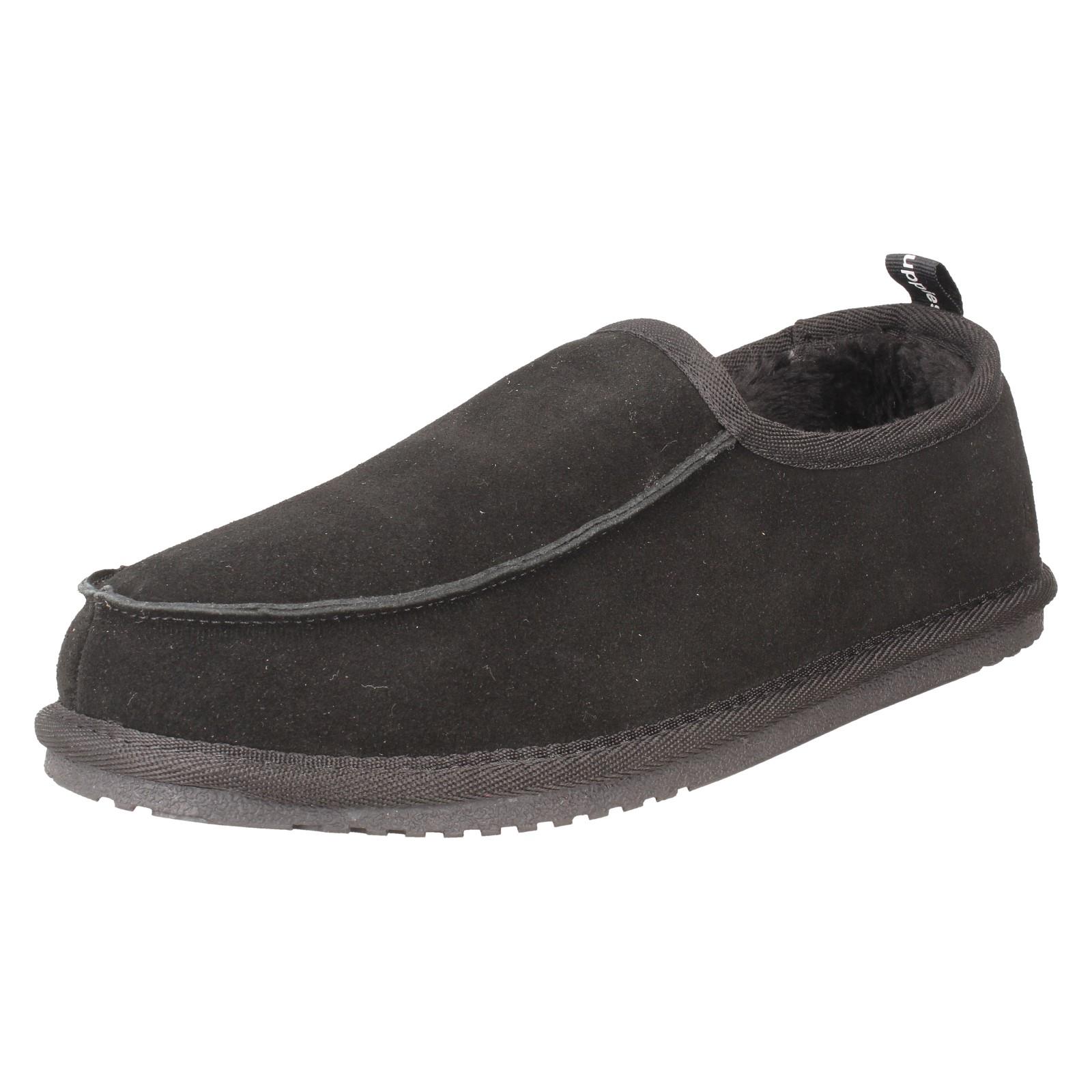 Mens Hush Puppies Suede Leather Faux Fur Cosy Loungewear Slippers "Charles"