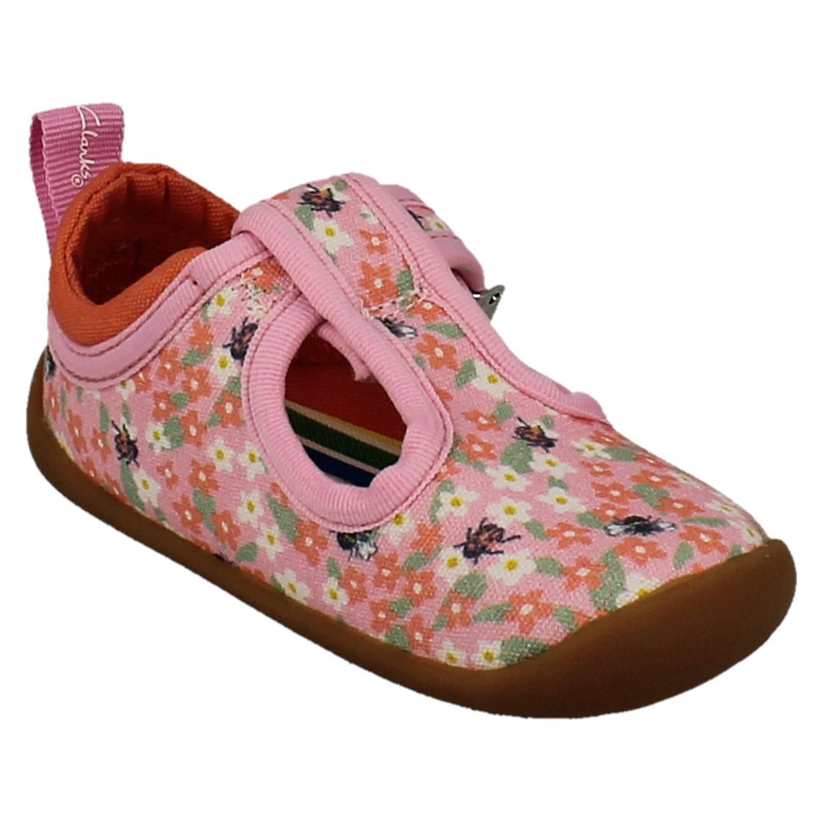 Girls Clarks Canvas T-Bar Roamer Bloom T - Picture 8 of 10