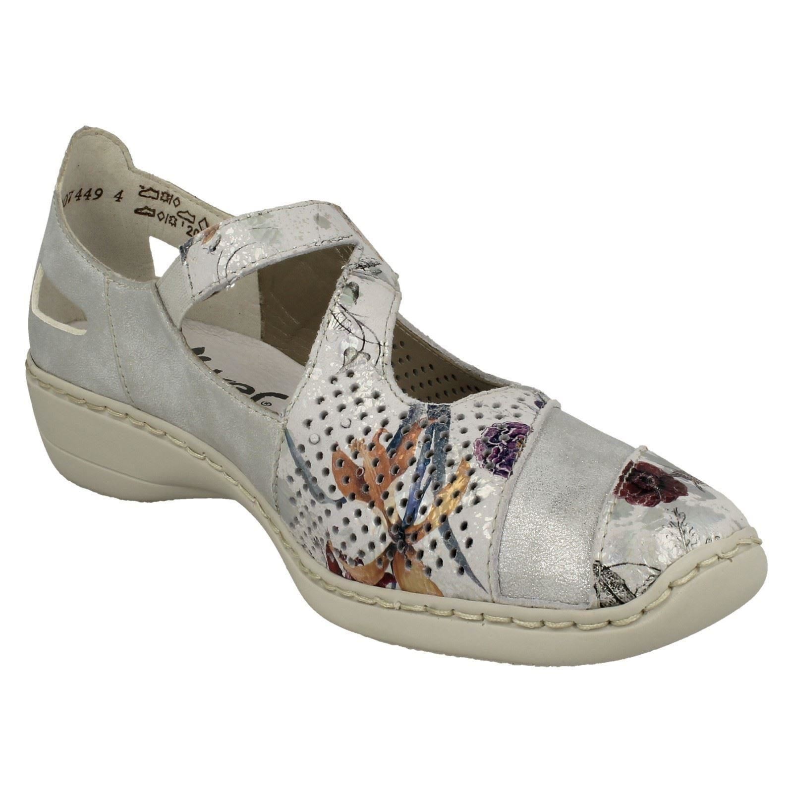 Ladies Rieker Sqaured Toe Casual Everyday Hook & Loop Leather Shoes 41346 - Picture 8 of 10