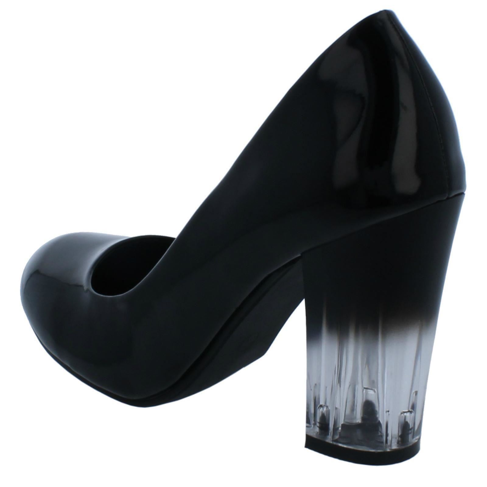 Ladies Anne Michelle Clear Block Heel Court Shoes F9R921 - Picture 4 of 28