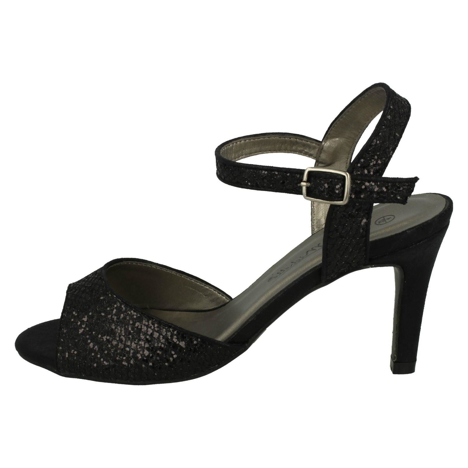 Anne Michelle Ladies Glitter Peep Toe Heels - Picture 3 of 28