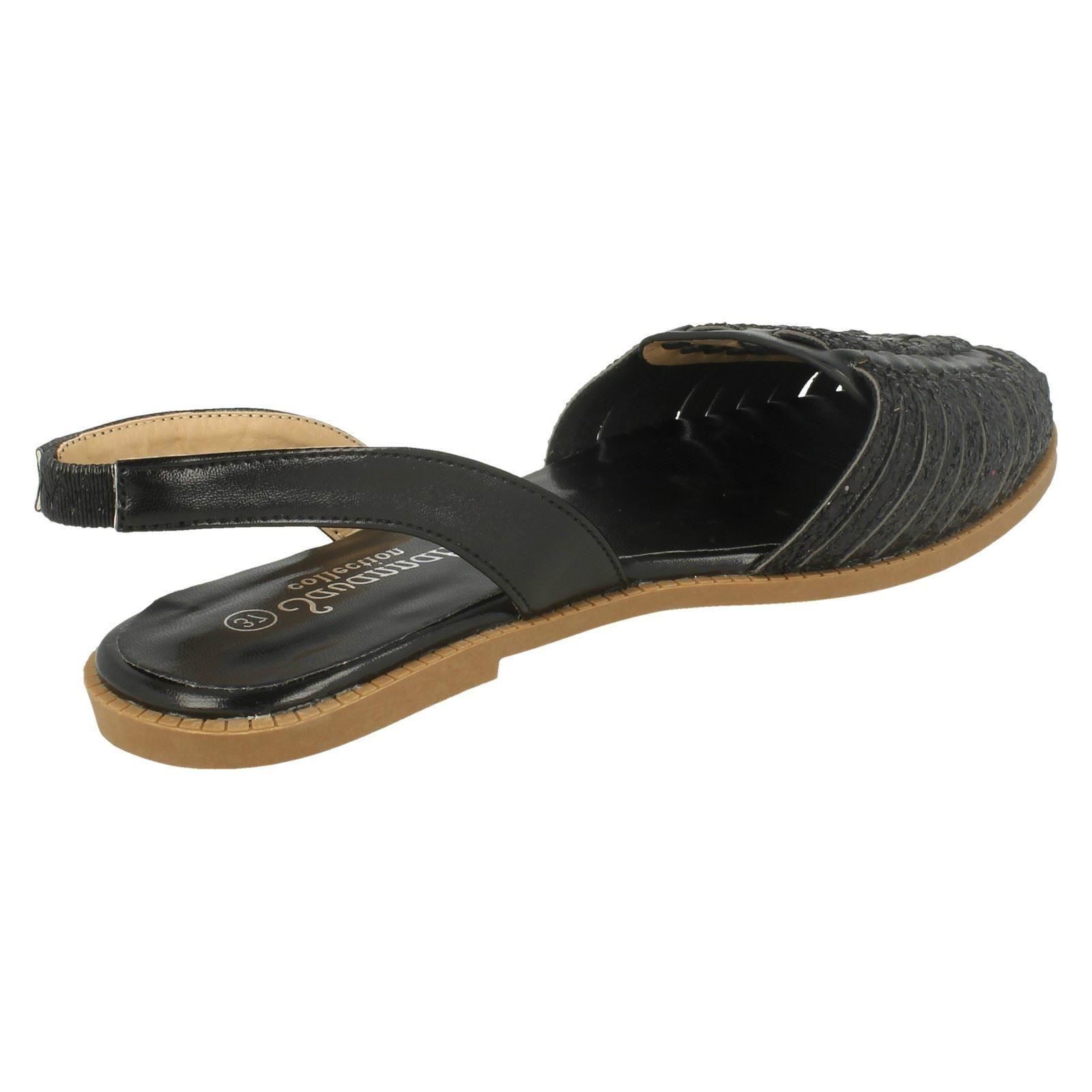 F80053 Ladies Savannah Synthetic Sling Back Shoes With Stud Detail 3 Colours!