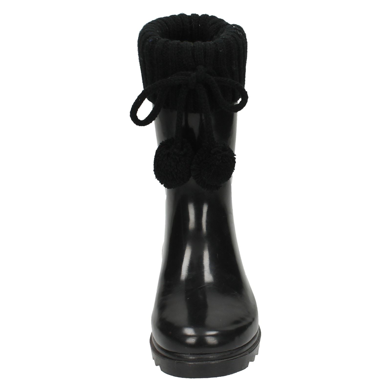 Girls Spot On Stylish Knitted Collar Wellington Boots X1R172 - Picture 10 of 28