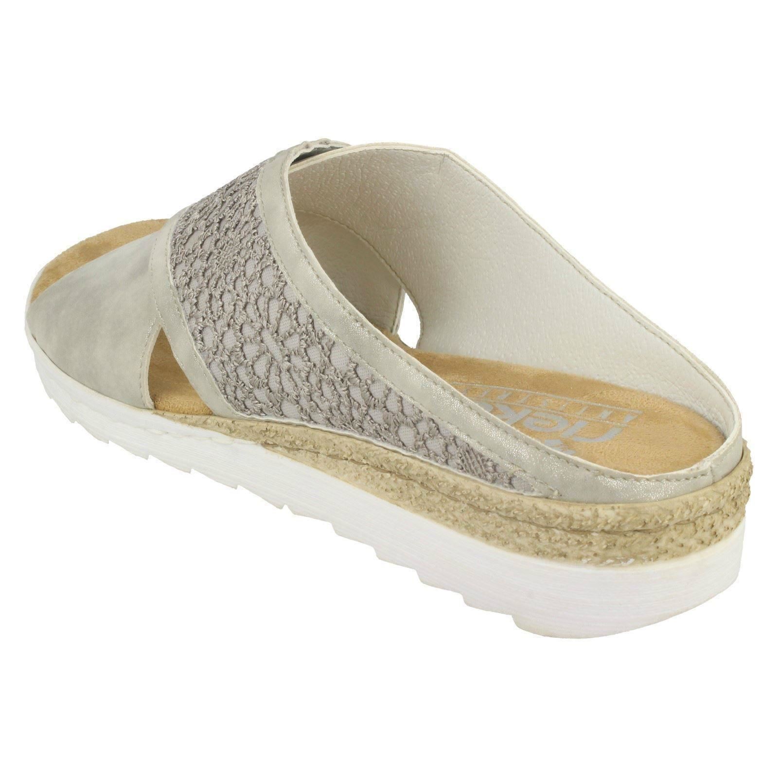 Sandals Cross Ladies Mule Rieker 63096 Grey Strap x7aIqp