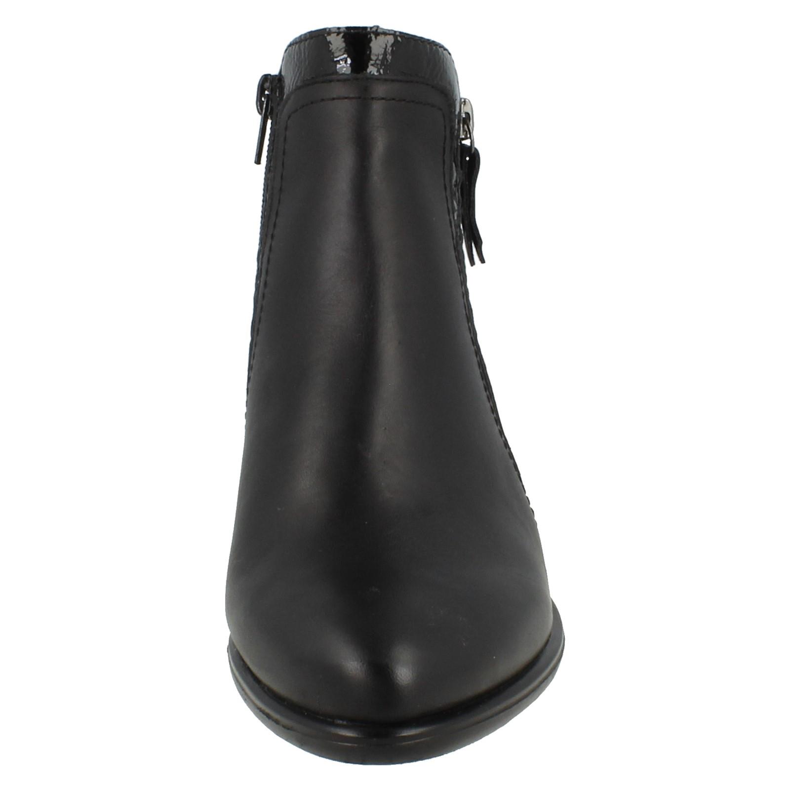 Damen Remonte Doppelverschluss Leder Absatz Block abnehmbare Sohle Stiefeletten - Bild 9 von 19