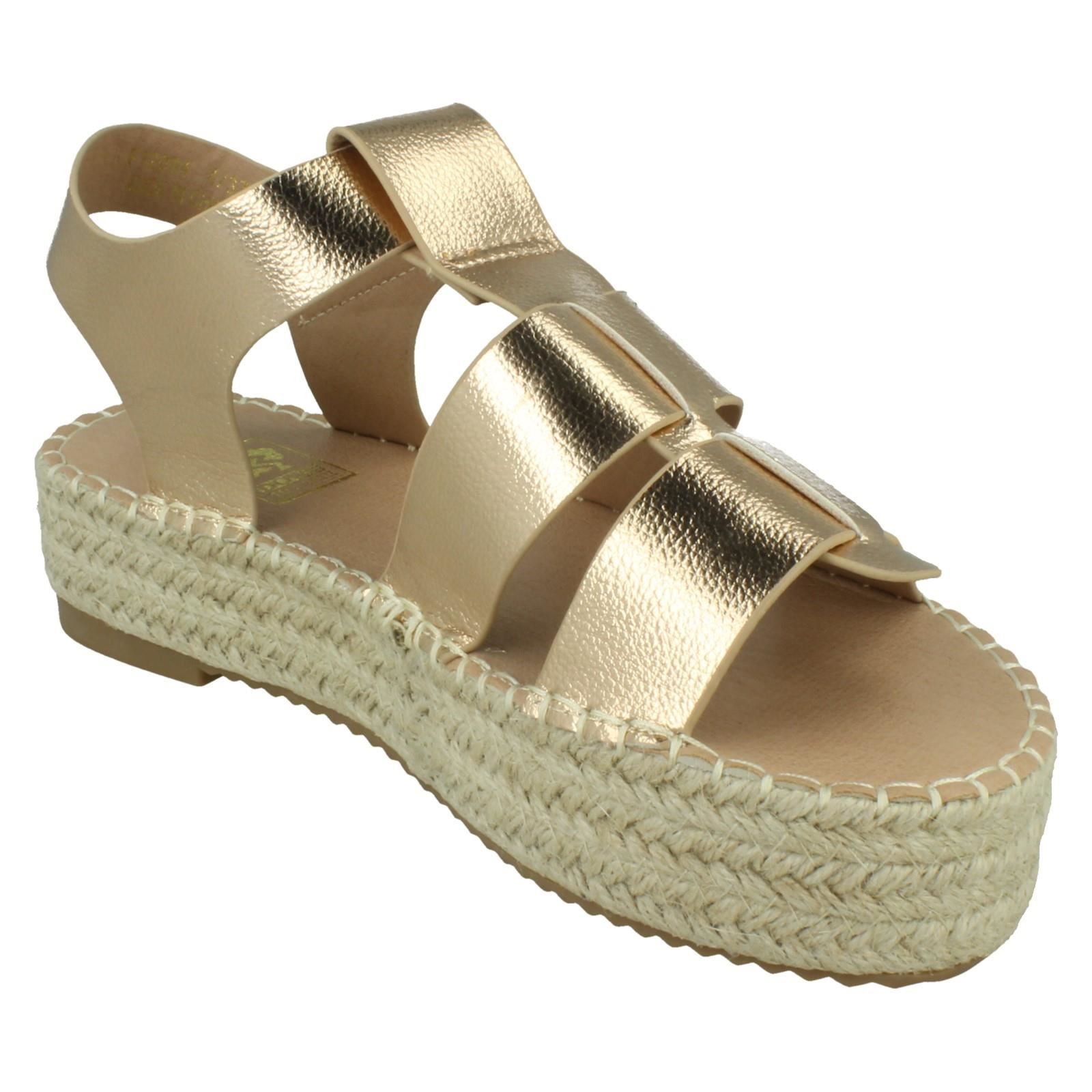 Ladies Down to Earth Gladiator Platform Espadrille with Ankle Strap *F1R2084* - Picture 17 of 28