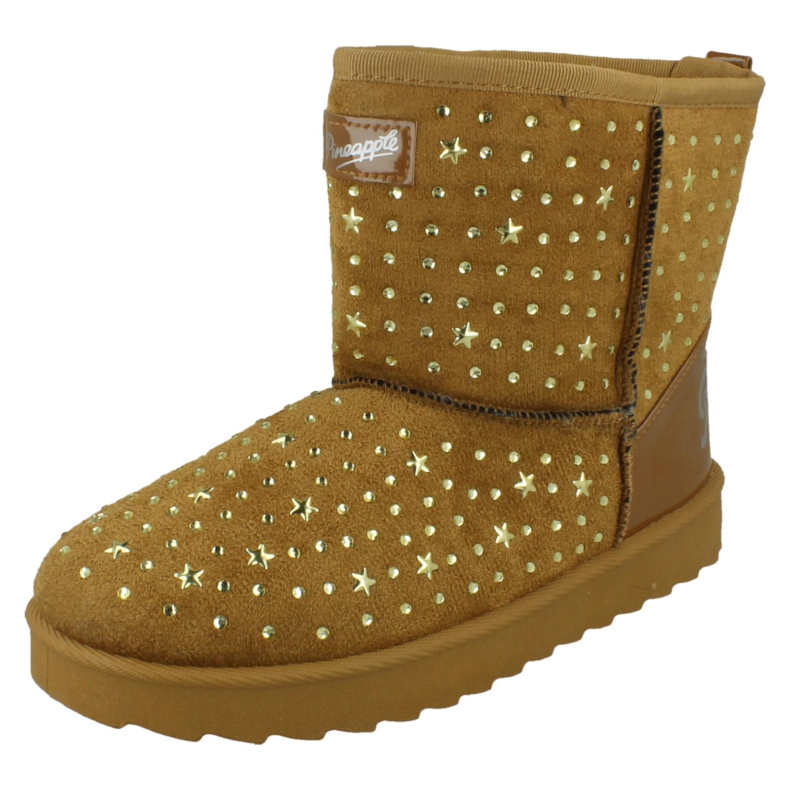 Girls Pineapple Casual Warmlined Comfy Boots With Star Stud Detailing H4R200 - Picture 11 of 19