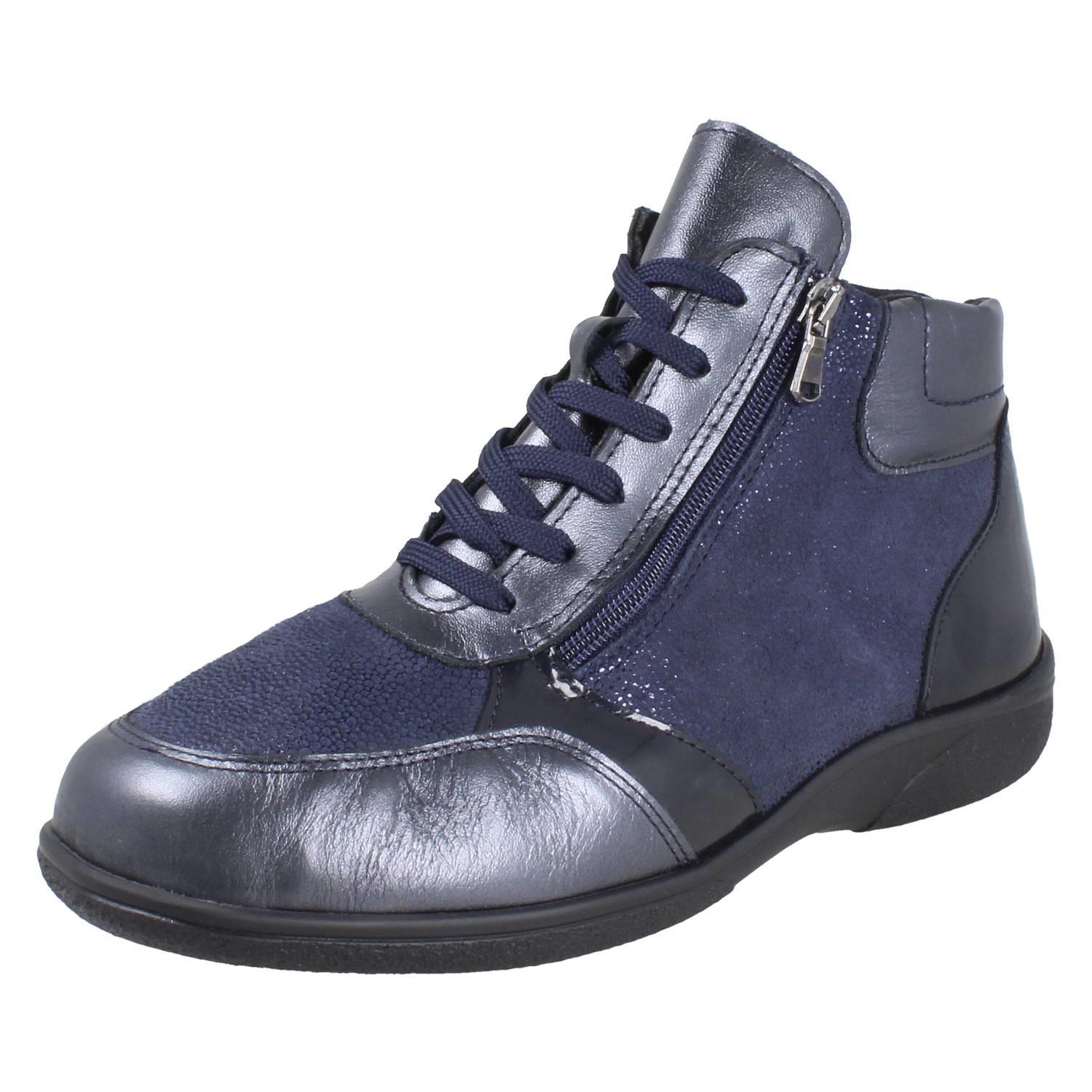 Damen DB Shoes Breite Passform Doppel Zip & Spitze Leder Stiefelette: Nova - Picture 6 of 14