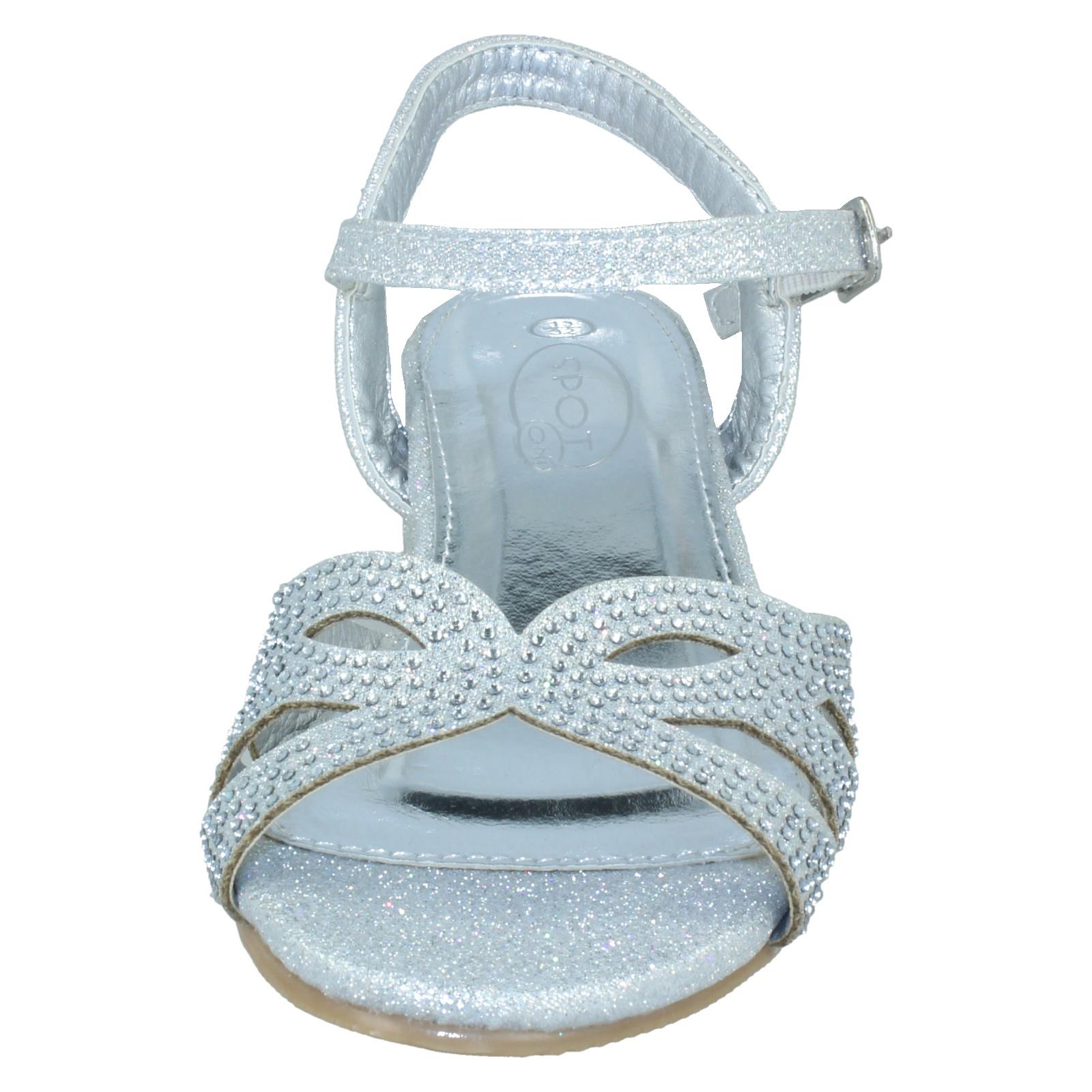 Girls Spot On Mid Heel Glitter Sandals - Picture 18 of 19