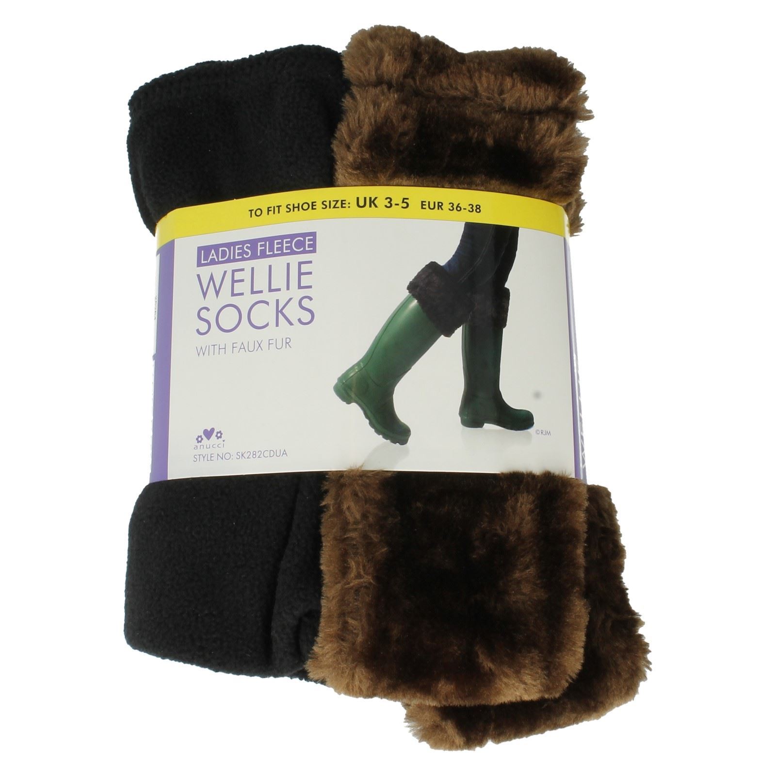 Ladies RJM Fleece Wellie Socks With Faux Fur Style - 'SK282CDUA' - Picture 4 of 5