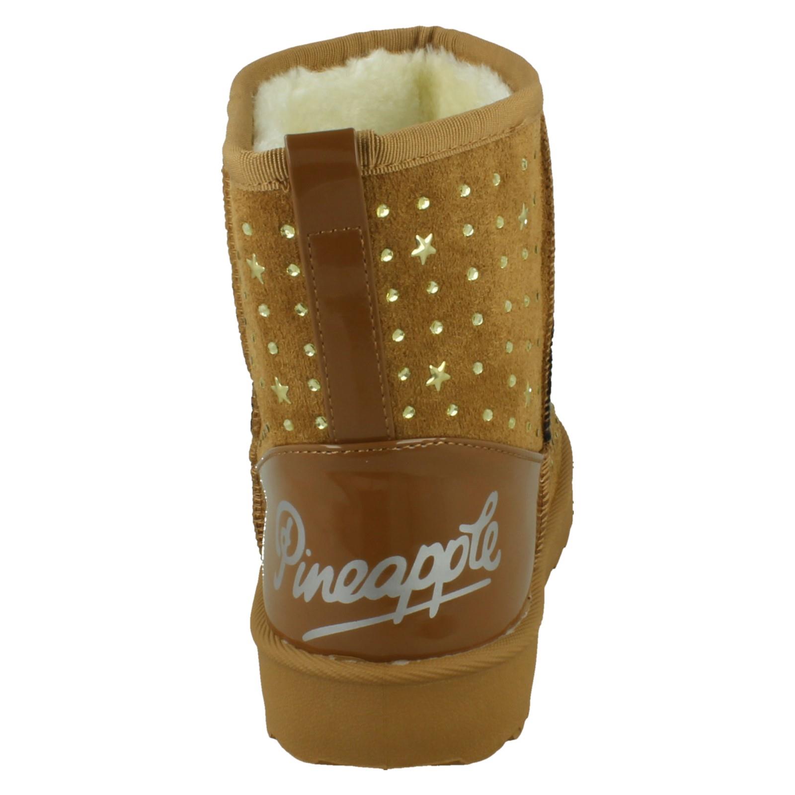 Girls Pineapple Casual Warmlined Comfy Boots With Star Stud Detailing H4R200 - Picture 14 of 19