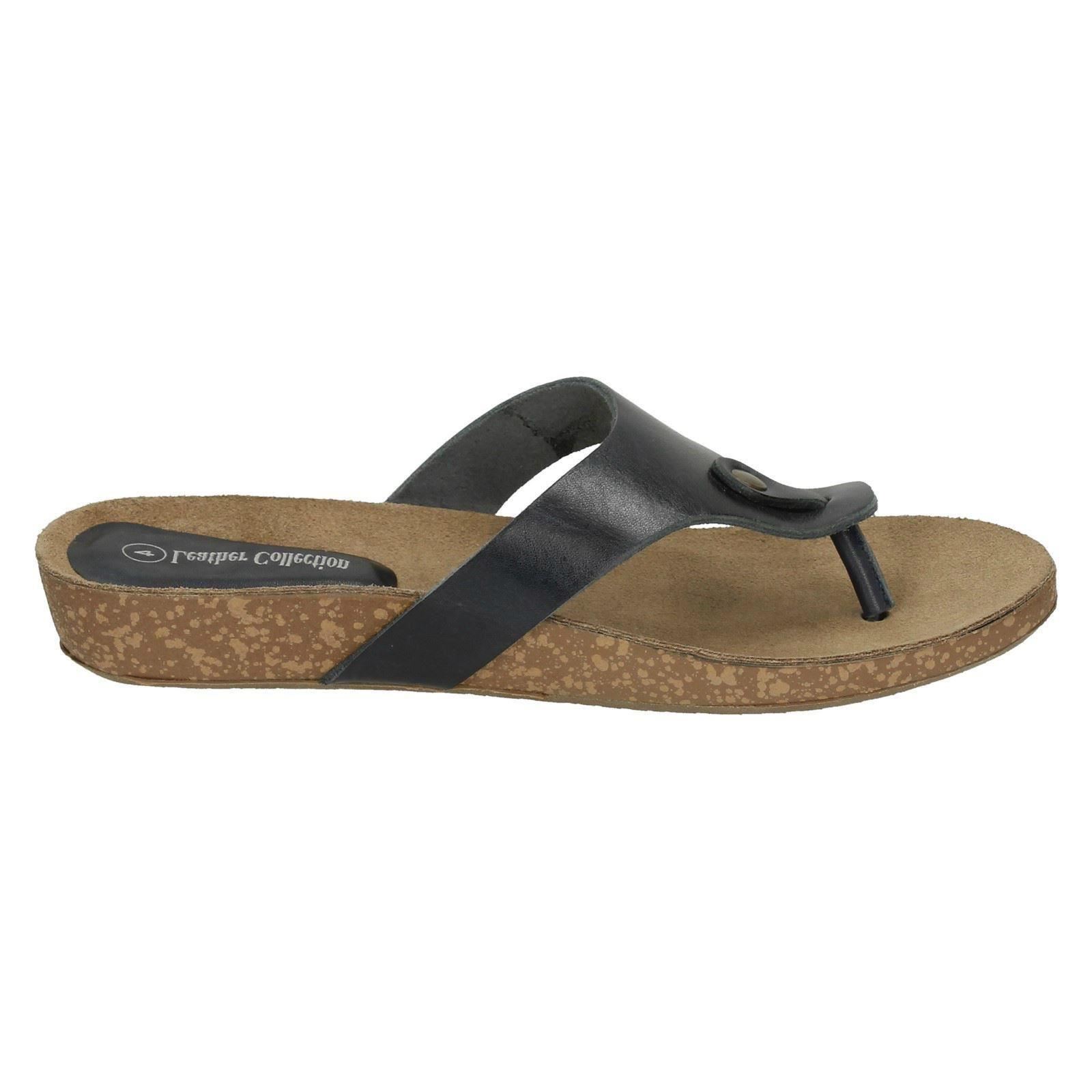 Ladies Leather Collection Casual Toe - Post Sandals - Picture 16 of 37