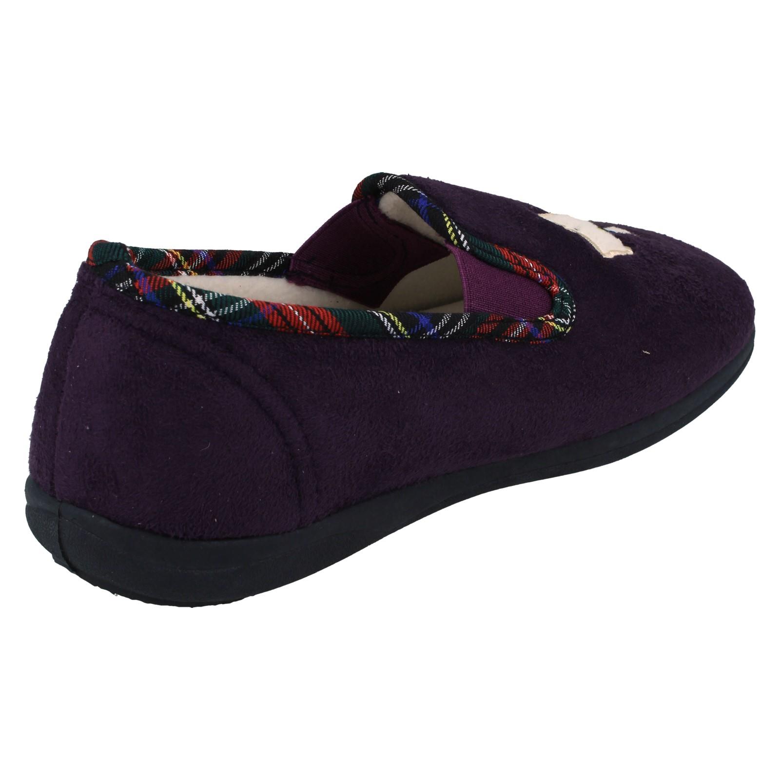 Zapatillas anchas Padders para dama con detalle de perro Scotty Dandie - Imagen 14 de 18