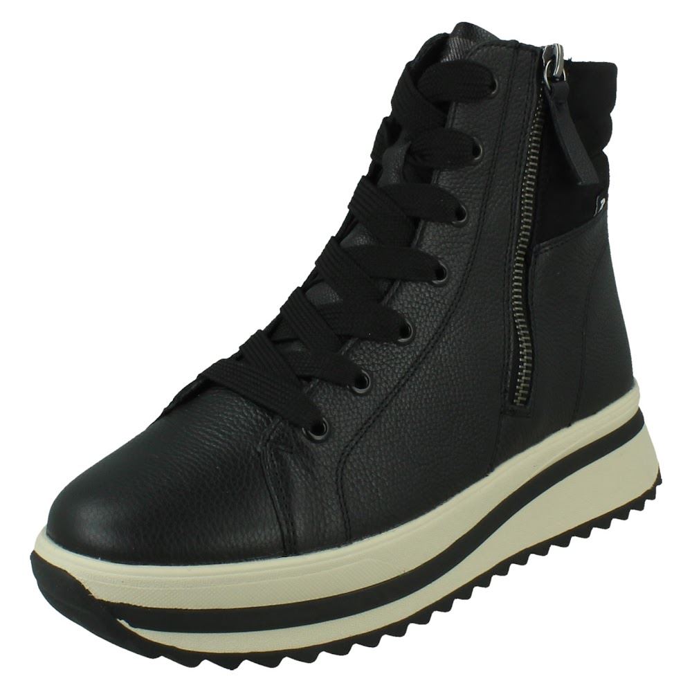 Ladies Rieker Leather Lace Up Dual Zip Fleece Lined Casual Boots *W3870* - Picture 2 of 28