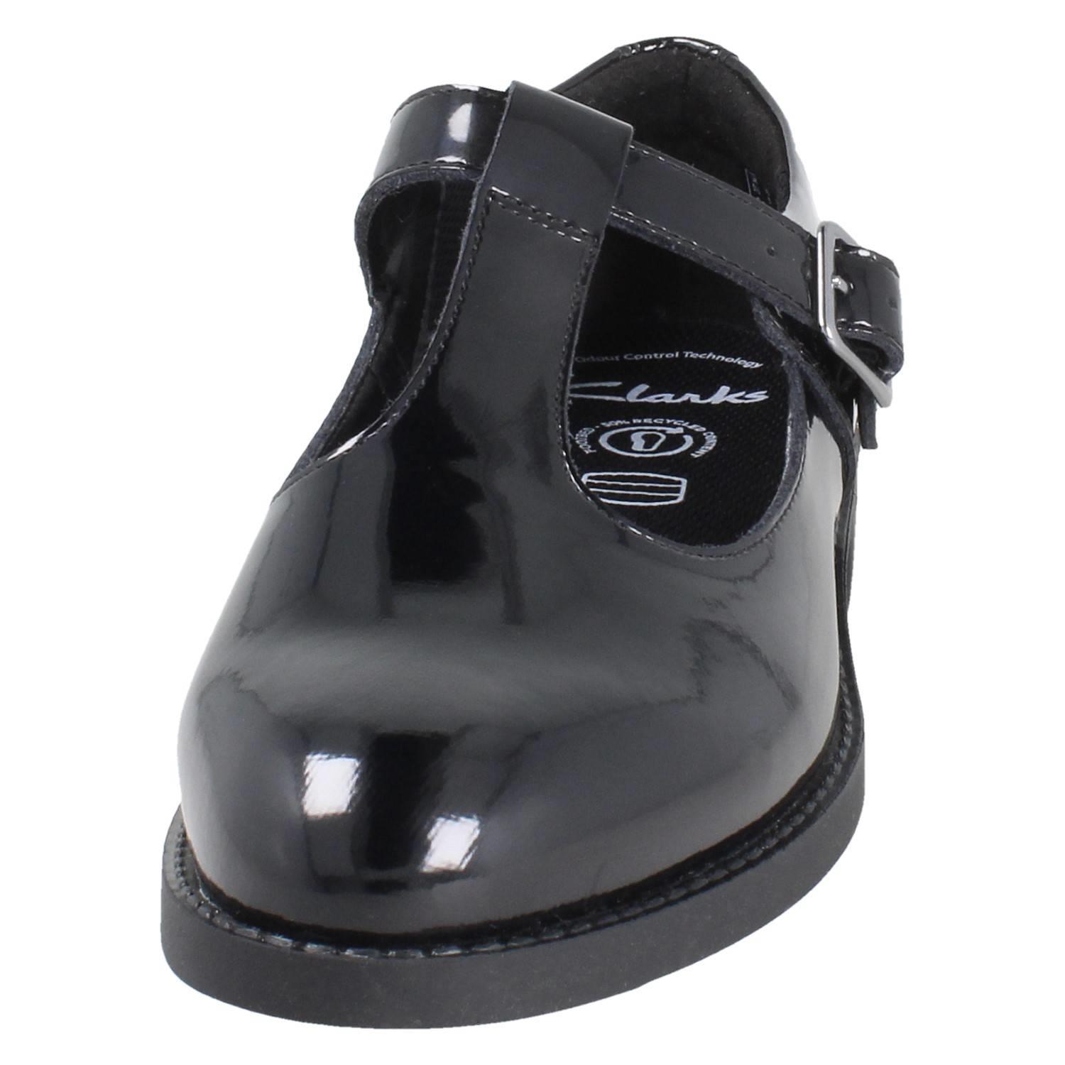 Ragazze Clarks Colletto Imbottito Classico Leather a T Fibbia Scuola Scarpe Tapa - Foto 5 di 20