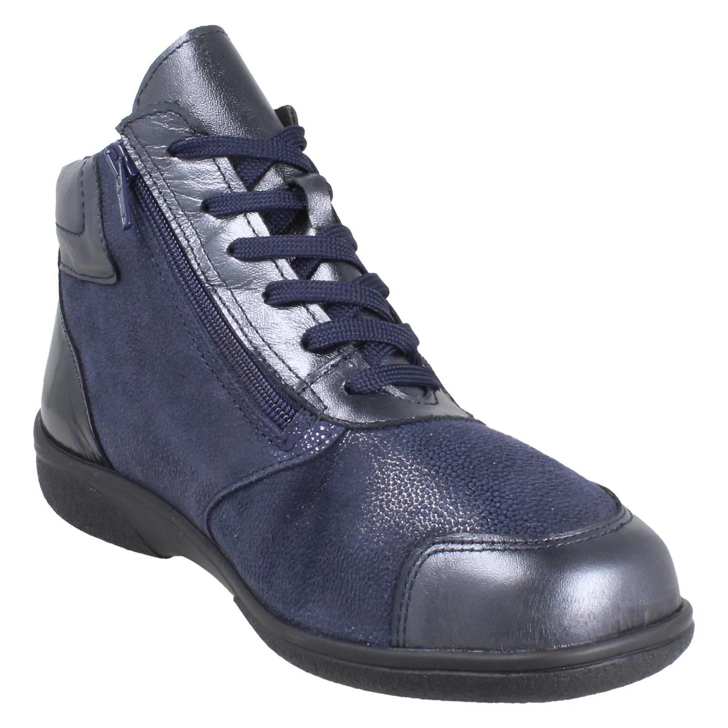 Damen DB Shoes Breite Passform Doppel Zip & Spitze Leder Stiefelette: Nova - Picture 12 of 14