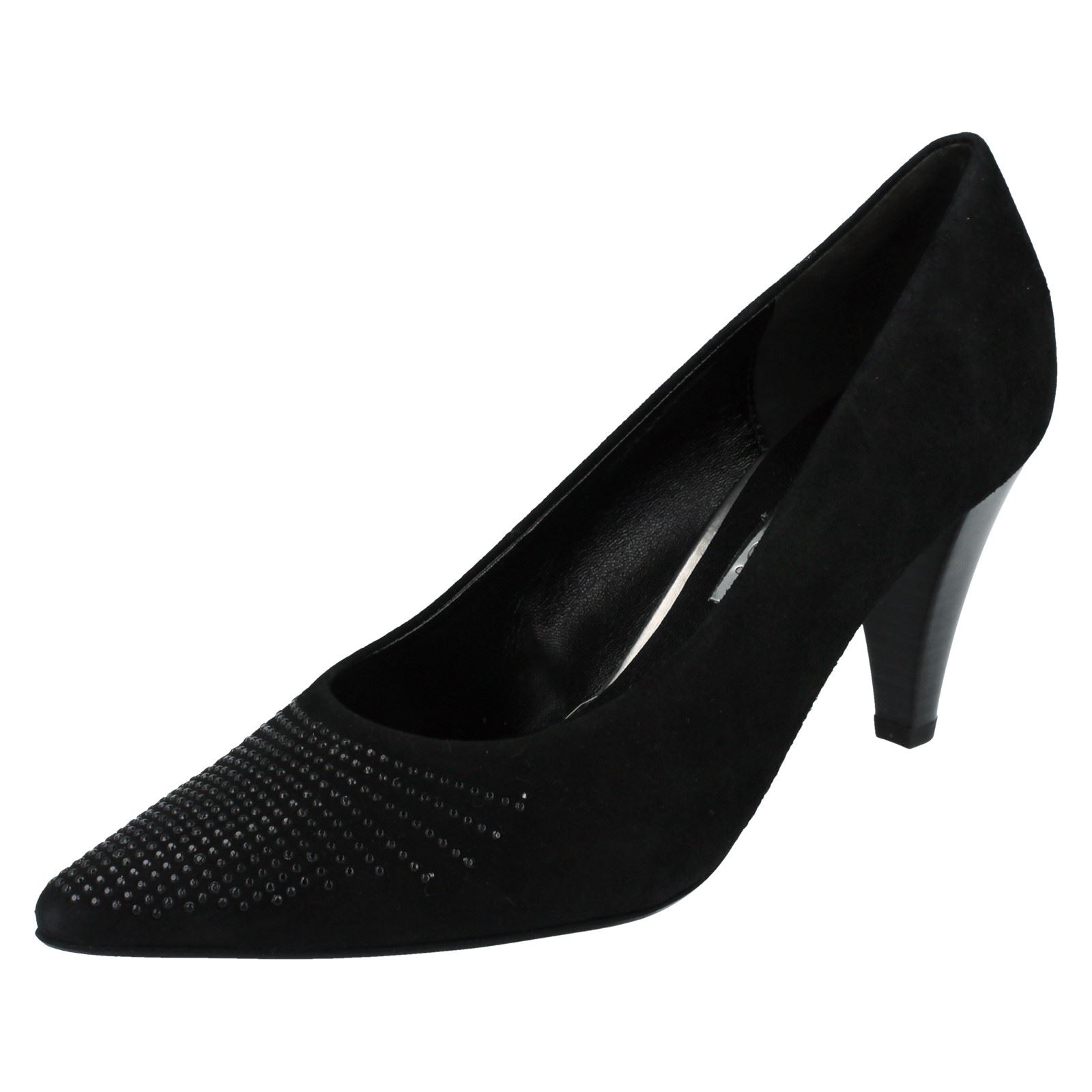 gabor black court shoes