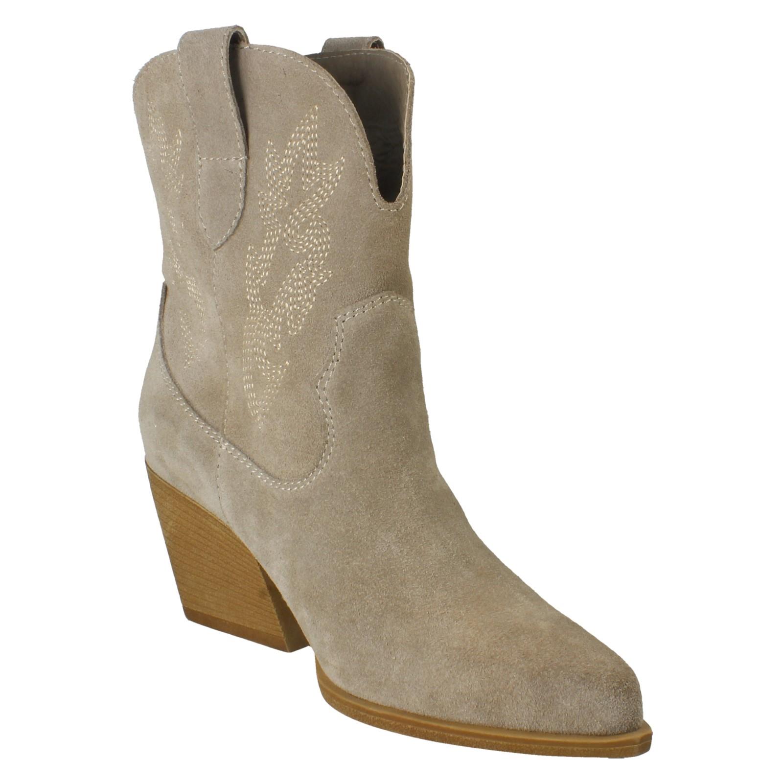 Ladies Spot On Leather Slip On Cowboy Boots F5R1248 - Picture 17 of 28