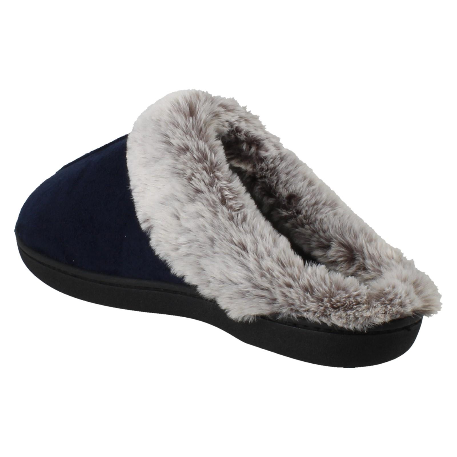 Laddies Padders Fur Lined Machine Washable Wide Fit Mule Slippers Florrie - Picture 4 of 19