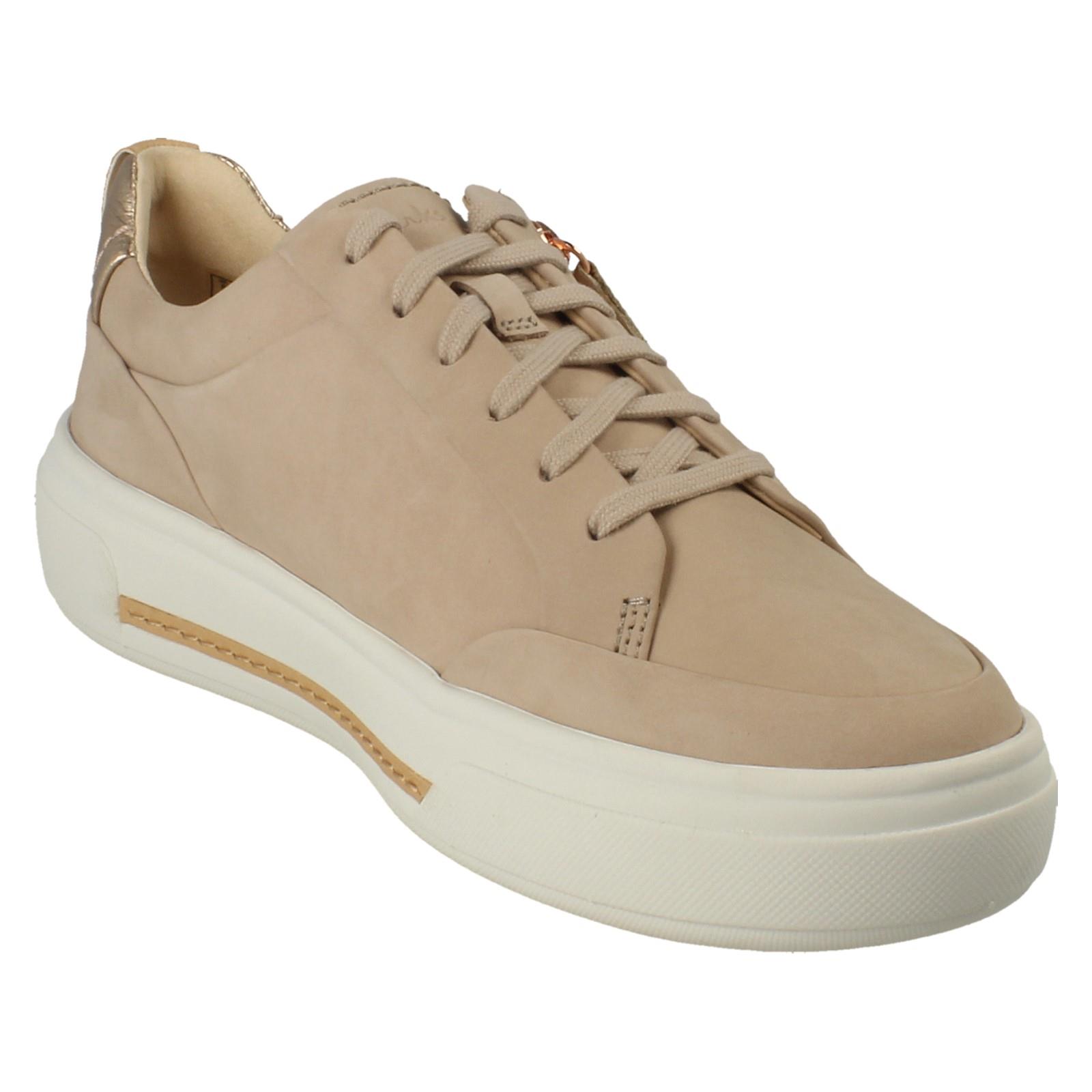 Damen Clarks Nubuk Leather Reißverschluss & Schnürer Freizeit Turnschuhe Malve - Bild 17 von 19