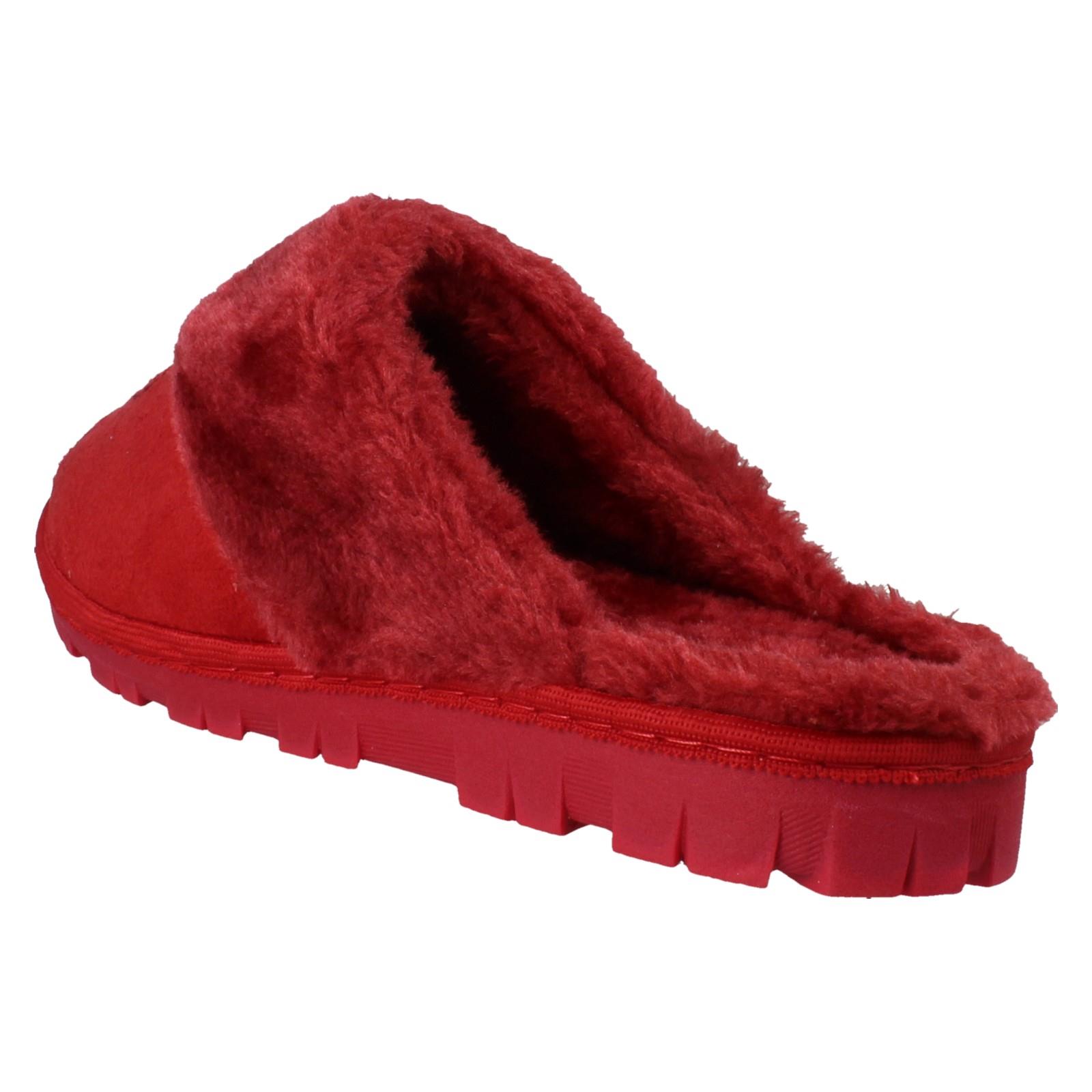 Mujer Spot On Mula Piel Sintética Forrado sin Cordones Ropa Cómoda Pantuflas - Imagen 13 de 46