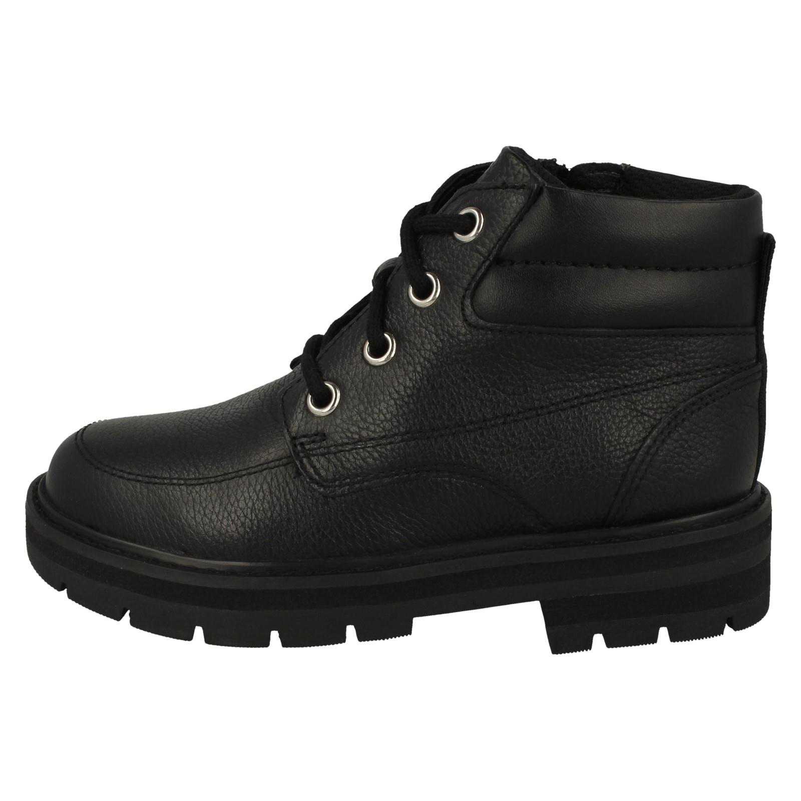 Boys Clarks Lace Up Detailed Ankle Boots - Prague Zip K - Picture 4 of 10