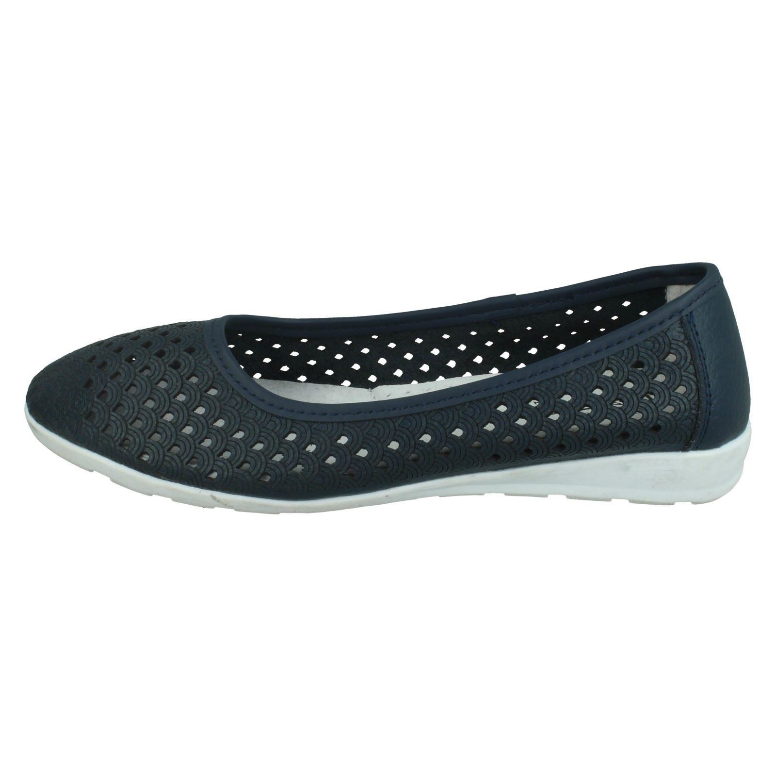 Ladies Eaze Synthetic Slip On Casual Ballerina Shoes - Picture 17 of 47