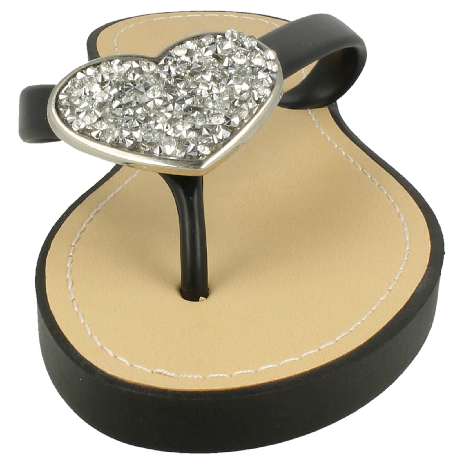 Chanclas elegantes sin cordones con detalles brillantes del corazón para damas Savannah F0R816 - Imagen 9 de 37