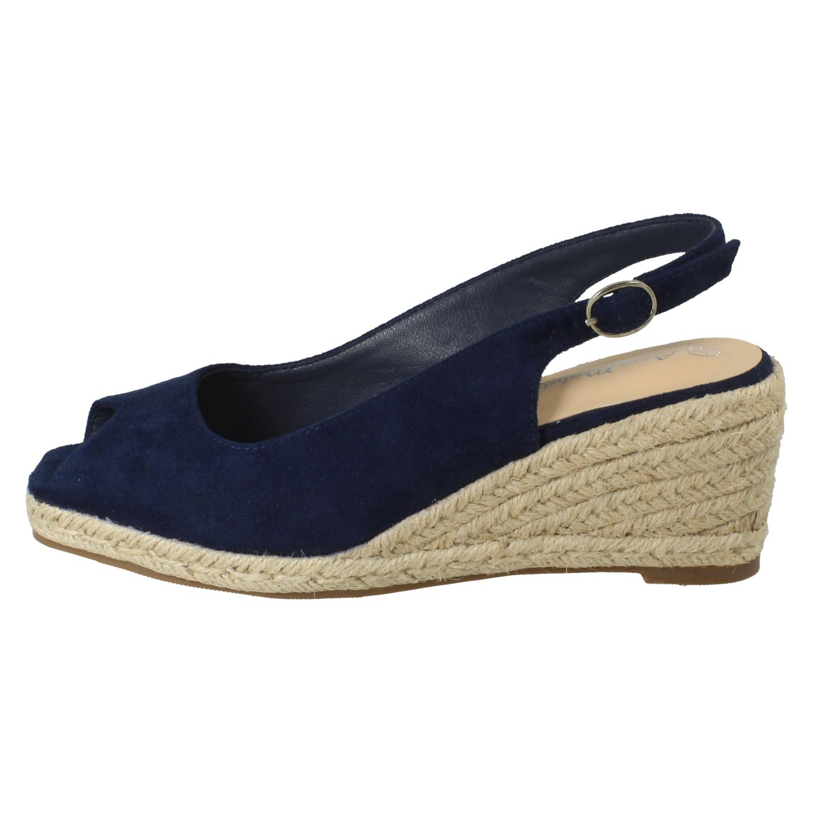 Ladies Anne Michelle Microfibre Wedge Heel Squared Toe Sandals 'F2R306' - Picture 12 of 28