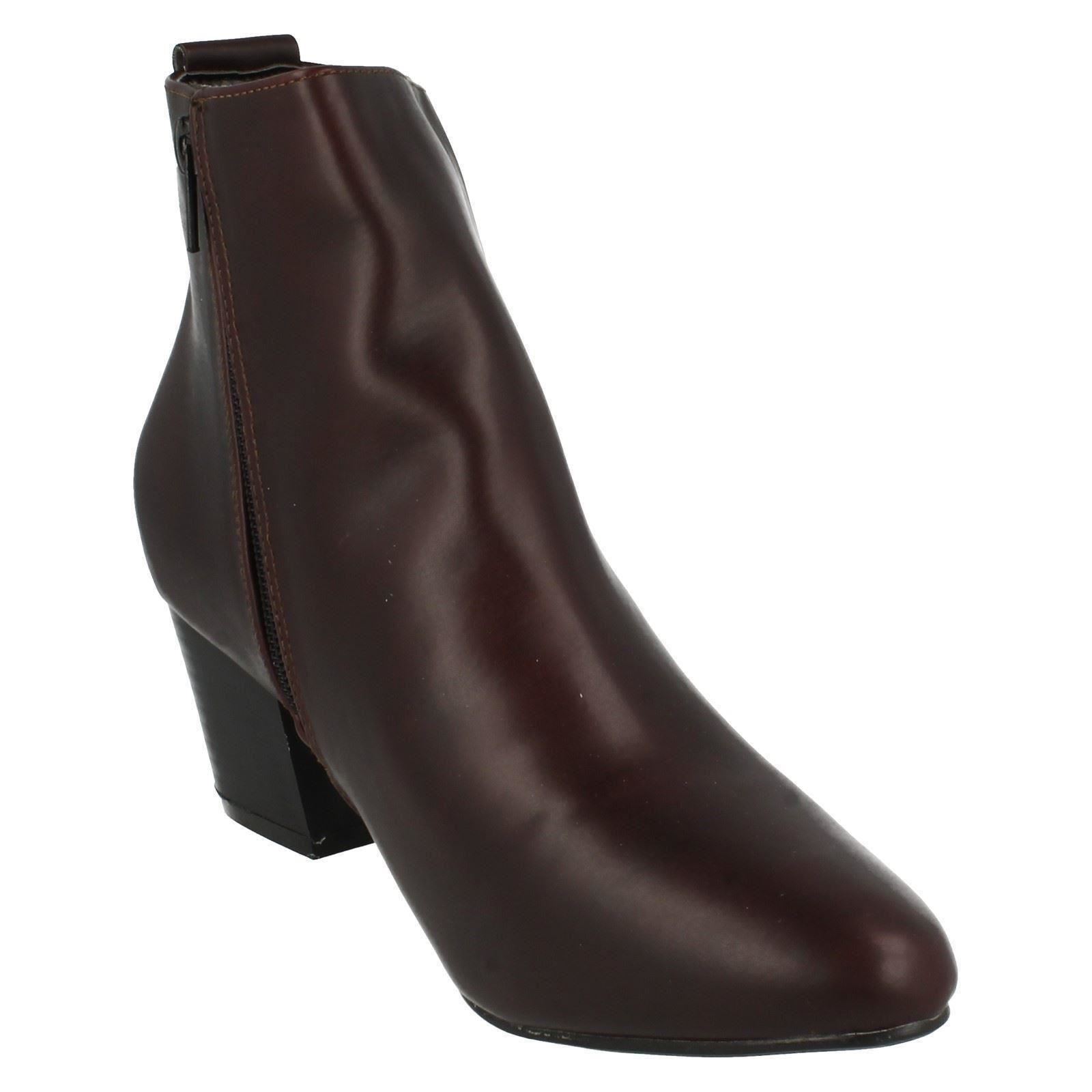 Ladies Spot On Plain Heeled *Ankle Boots* - Picture 24 of 28