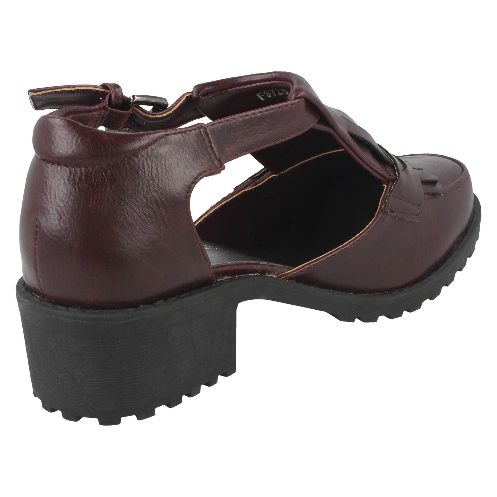 Ladies Spot On Synthetic Buckle Strap Shoes - Picture 15 of 19