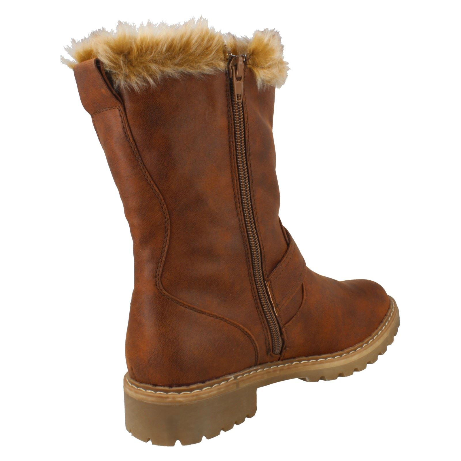 Botas informales de pantorrilla con ribete de piel con los pies en la tierra para dama F5R0866 - Imagen 15 de 19