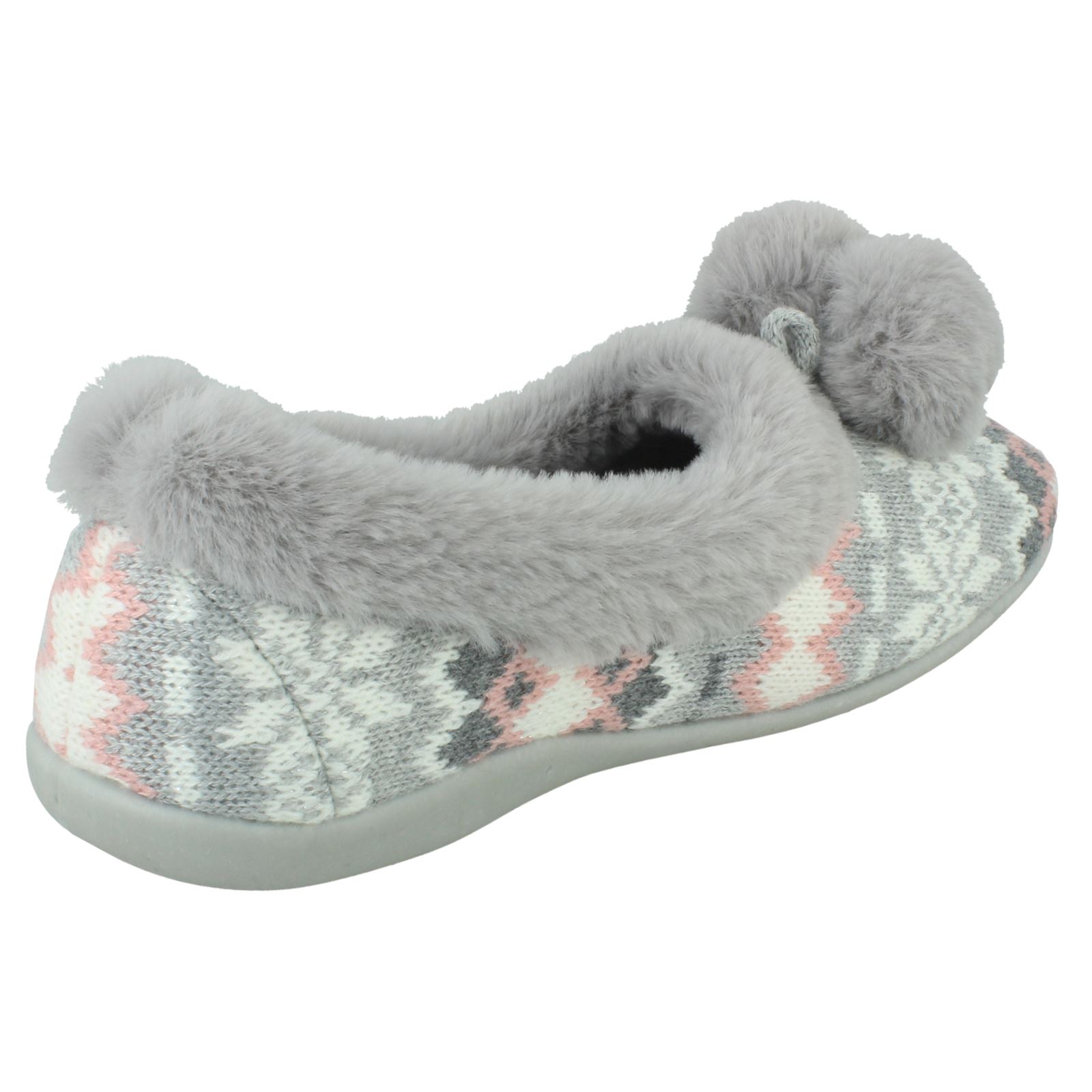 Pantuflas pompones de espuma viscoelástica para damas RoseBank estampado noruego detallado Grace - Imagen 6 de 10