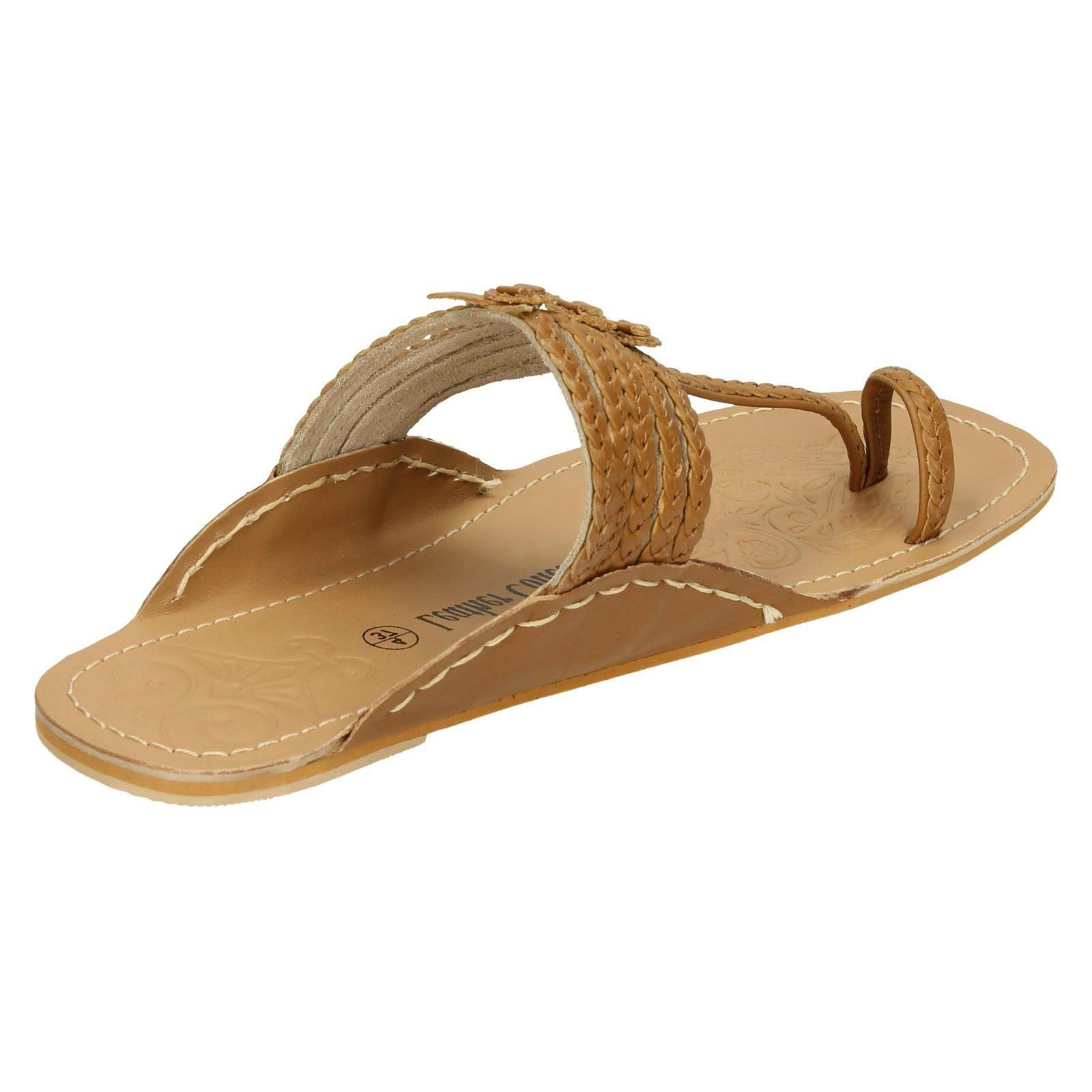 Ladies Leather Collection Flat Toeloop 'Braided Sandals' - Picture 42 of 55