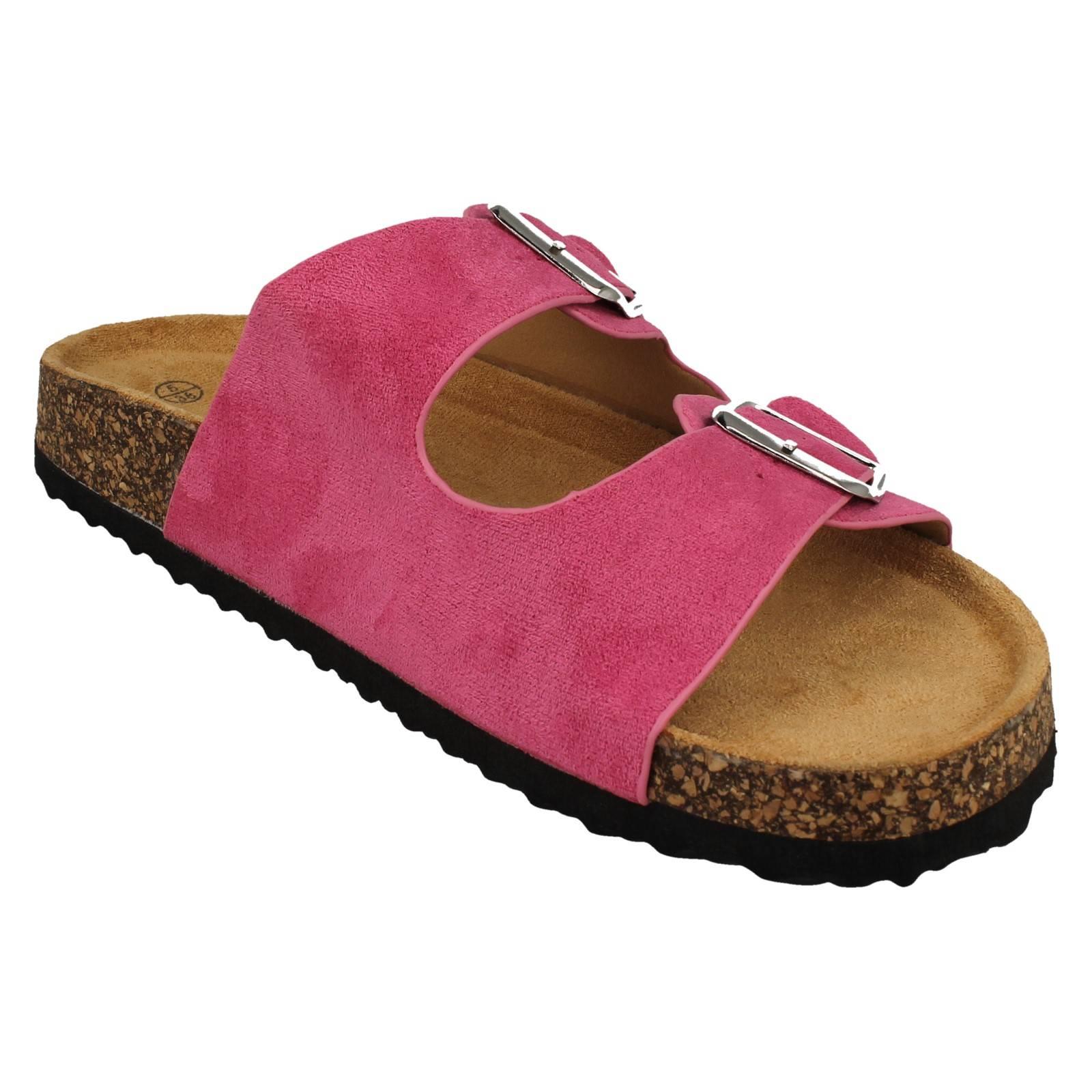 Sandalias de mula informales de doble hebilla detalladas para dama F0R0412 - Imagen 8 de 19