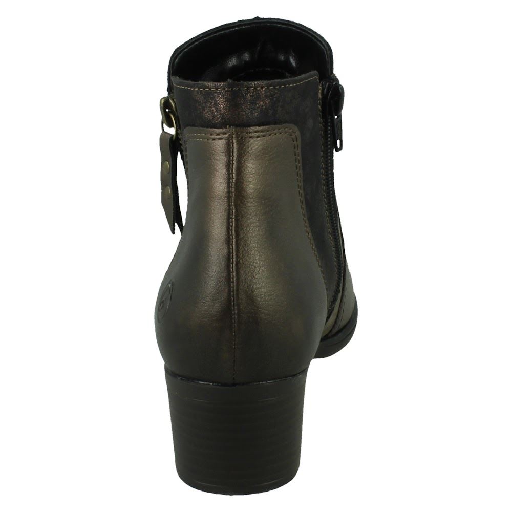 Damen Remonte Doppelverschluss Leder Absatz Block abnehmbare Sohle Stiefeletten - Bild 14 von 19