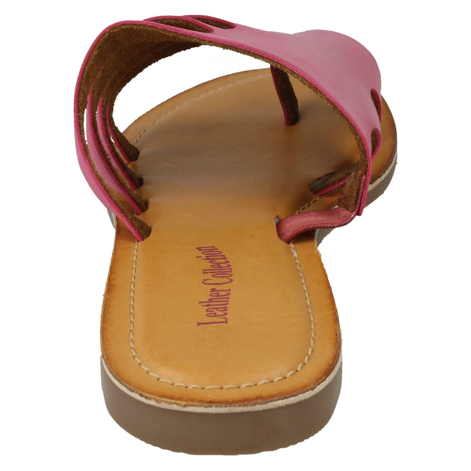 Damen Leder Kollektion Slipper Flache Riemchen Sandalen - Bild 16 von 46