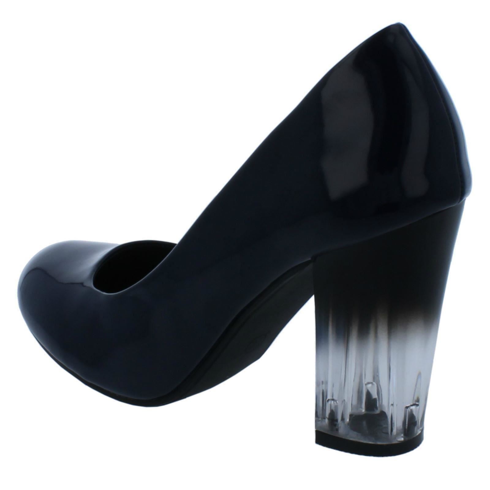 Ladies Anne Michelle Clear Block Heel Court Shoes F9R921 - Picture 22 of 28