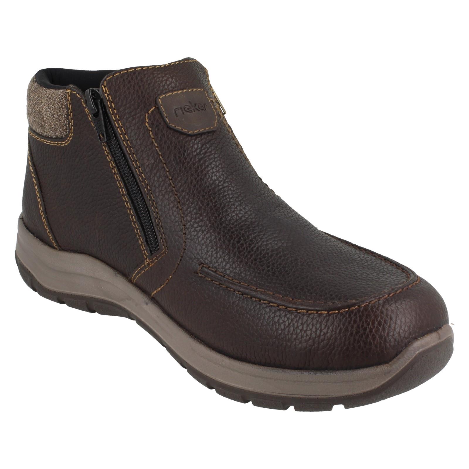 Mens Rieker Leather Wide Fit Ankle Boots With Double Zip And Rieker Tex 03660 - Picture 7 of 10