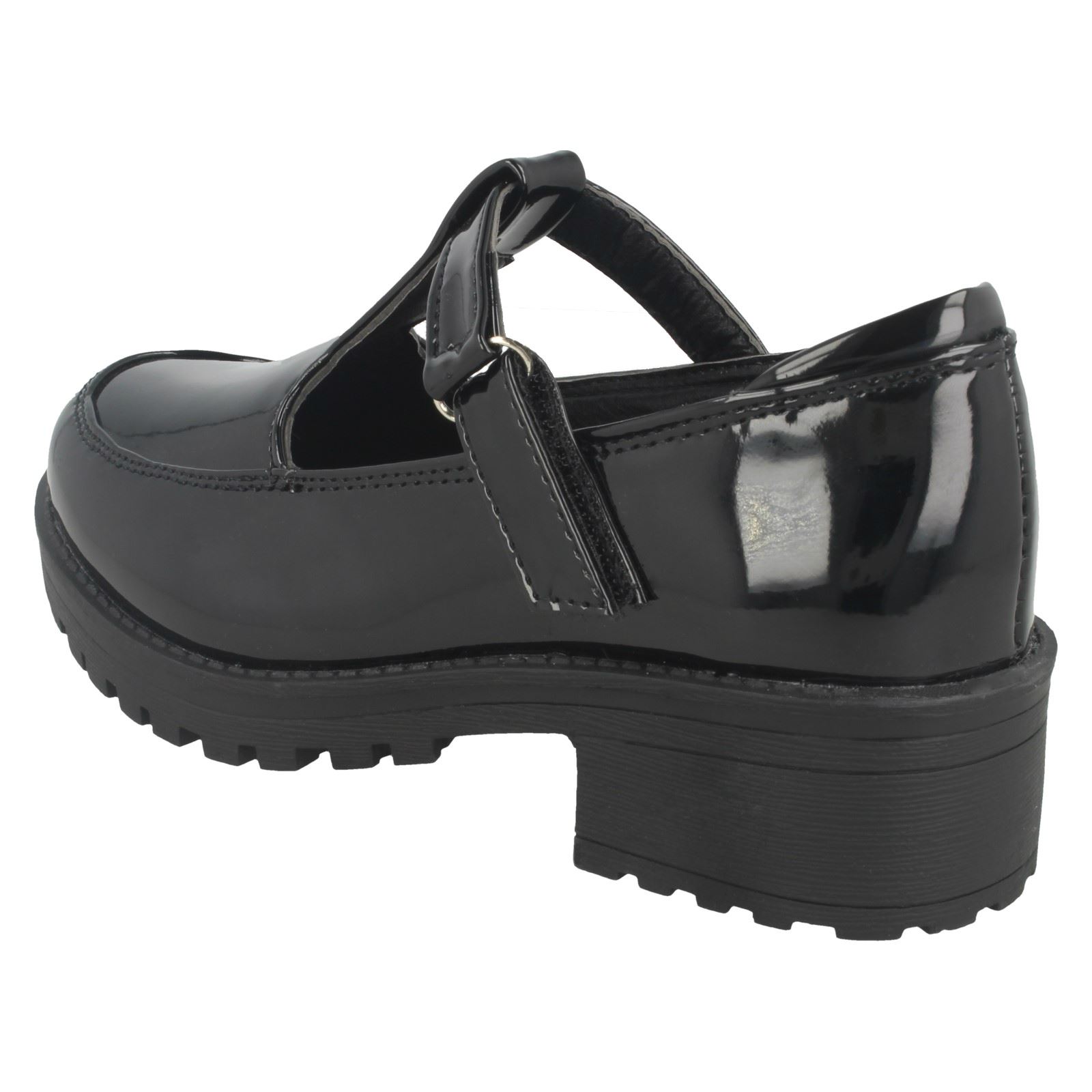 Girls Cool For School Mid Heel T-Bar School Shoes /'H3069/'