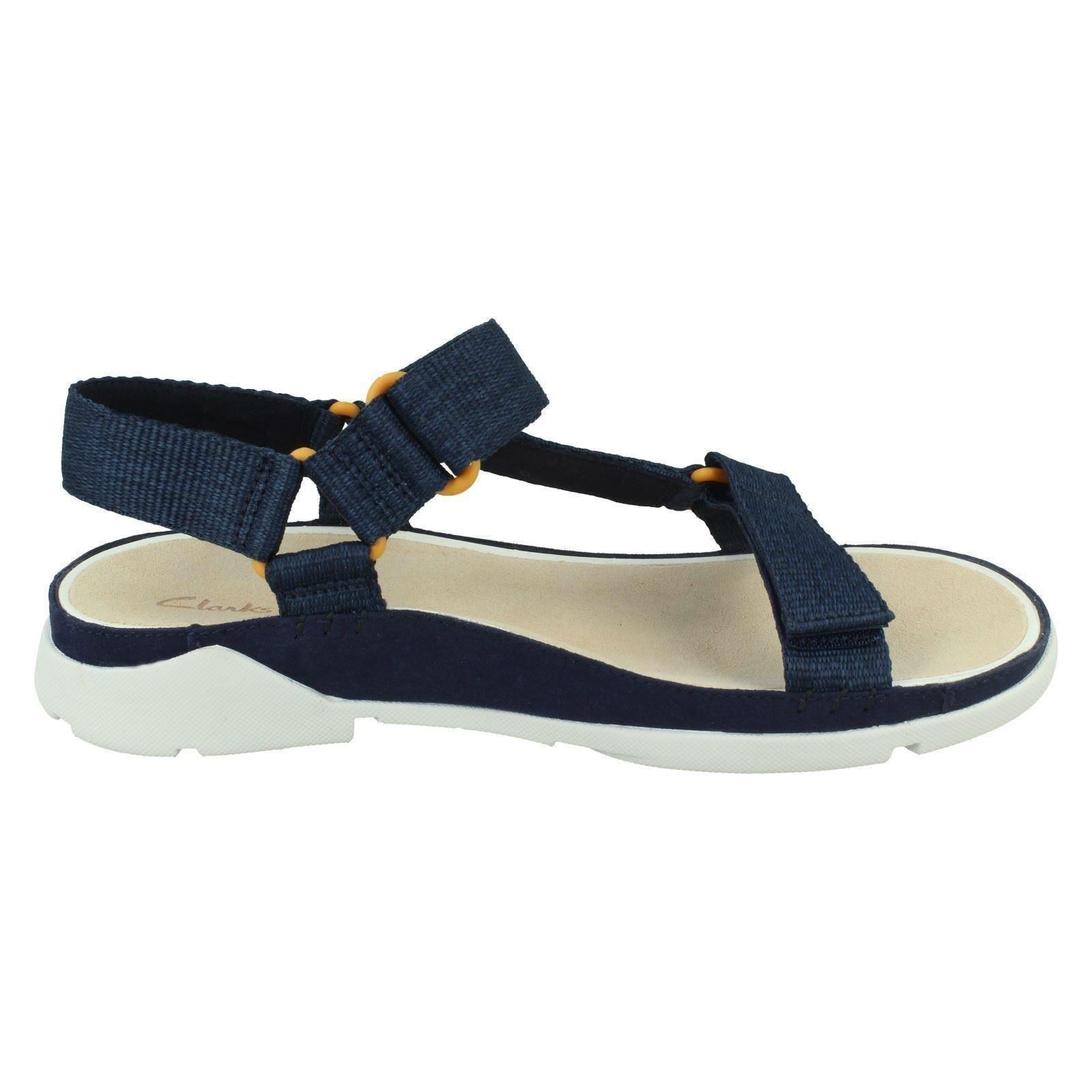 Ladies Clarks Open Toe Casual Hook & Loop Leather & Textile Sandals Tri Sporty | eBay