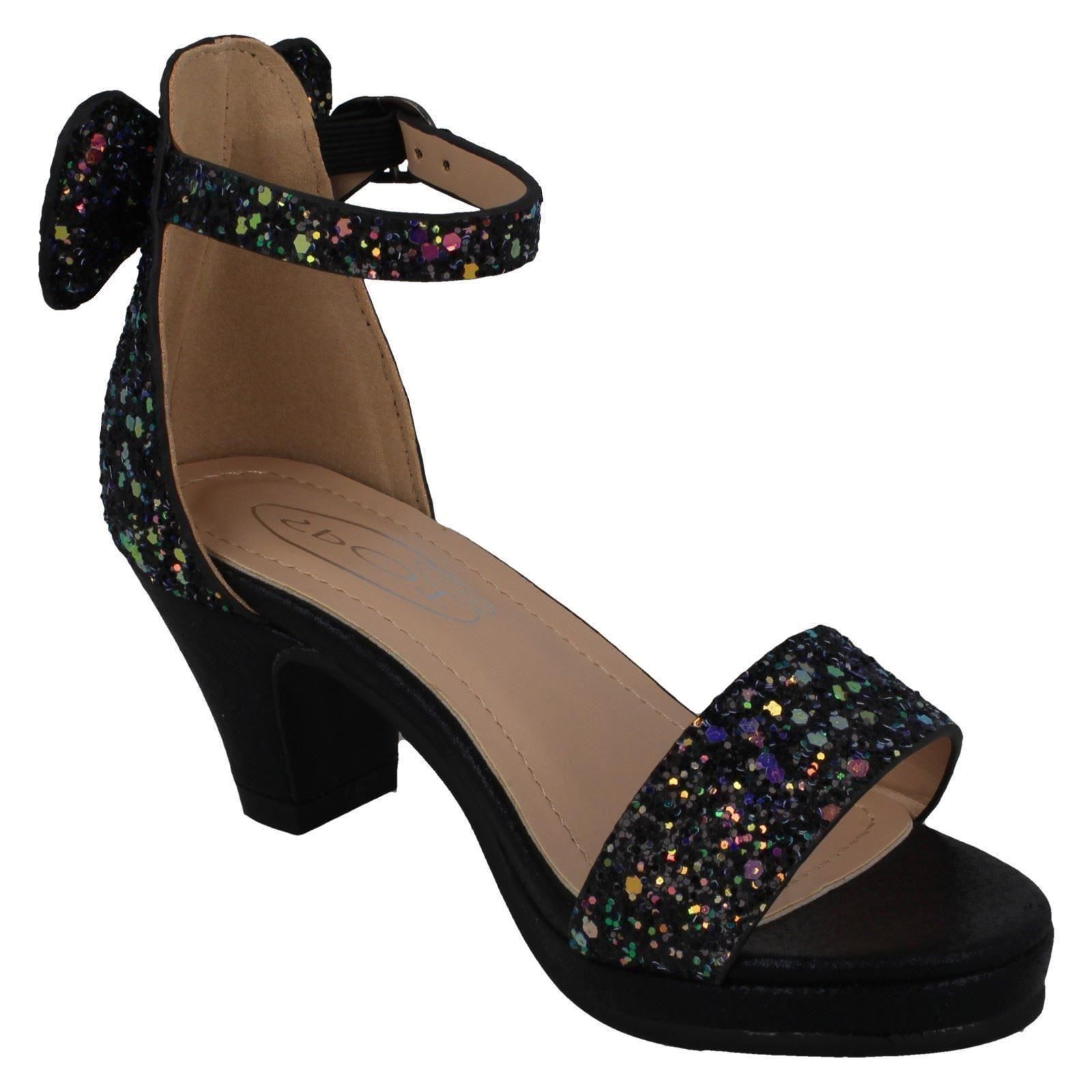 Girls Spot On block heel evening occasion party bow back Sandals shoes H1109 Girls Spot On block heel evening occasion party bow back Sandals shoes H1109